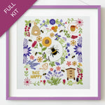 Colorful kit with bee and floral design on a white background