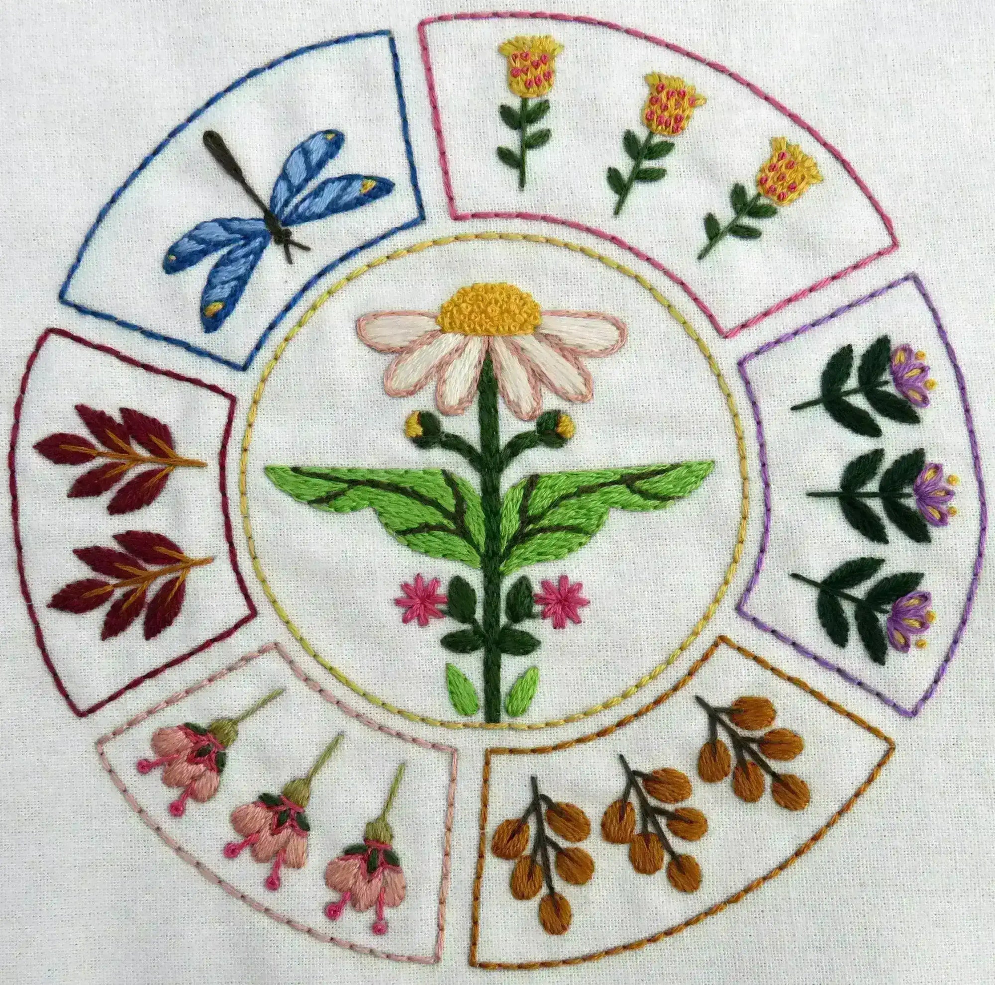 Cottage Garden Stitches Embroidery Designs 4/5/6 Printed Fabric