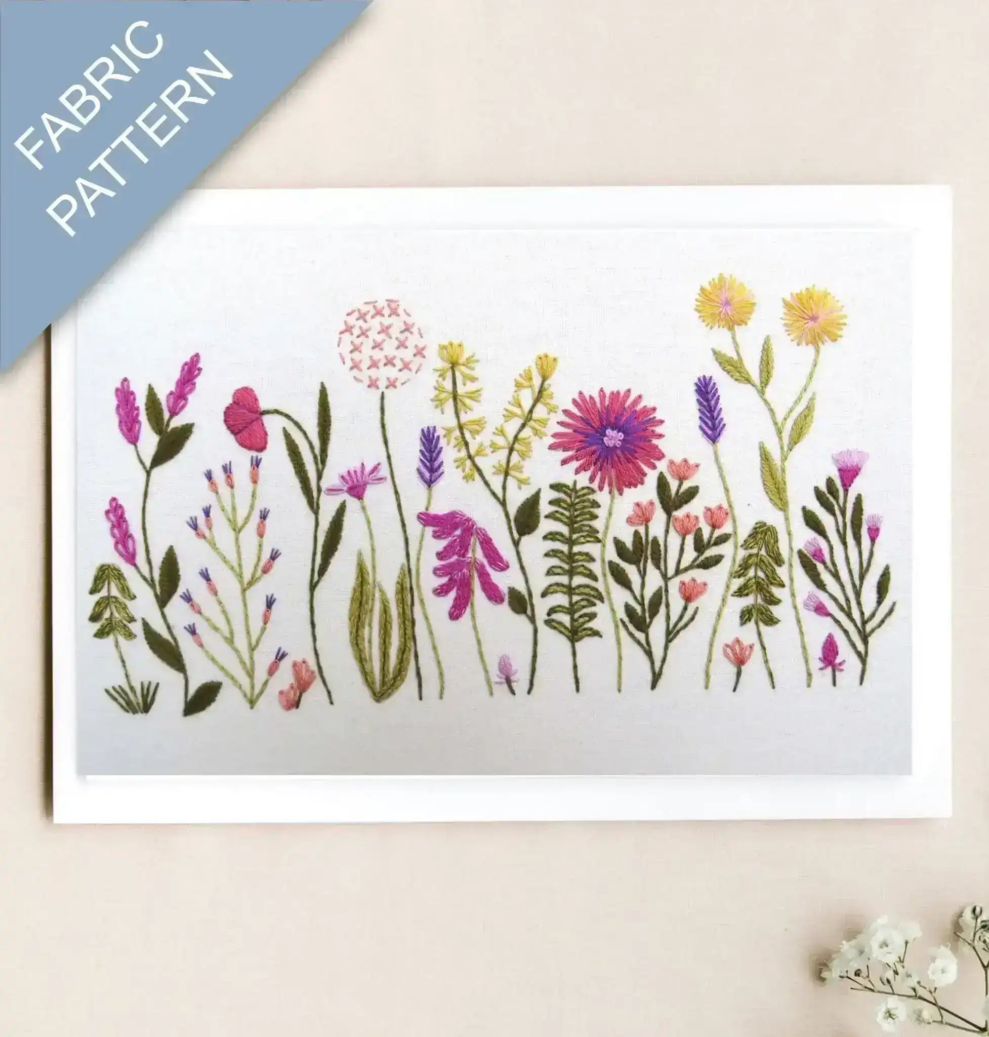 Floral pattern on fabric with 'Fabric Pattern' label