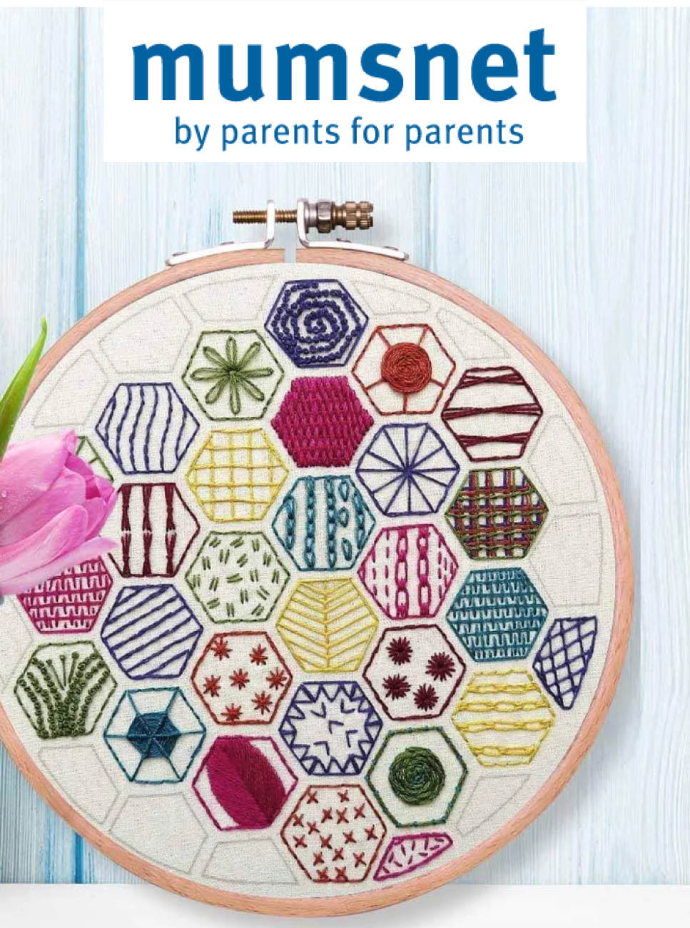 Stitchdoodels hexagon sampler hand embroidery