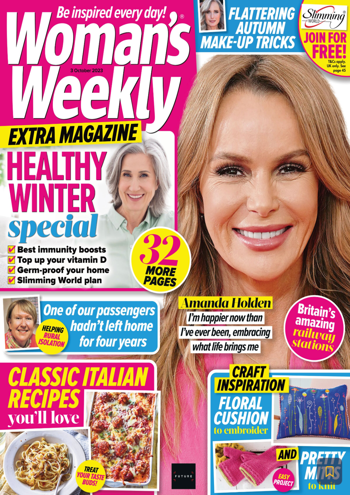 Woman's Weekly magazine cover featuring a woman with text about healthy winter special and recipes.