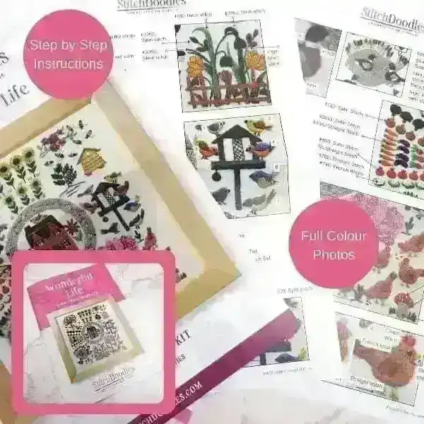 A Wonderful Life Hand Embroidery Kit , Embroidery Kit , StitchDoodles , Embroidery, embroidery hoop, embroidery hoop kit, Embroidery Kit, embroidery kit for adults, embroidery kit fro beginners, embroidery pattern, hand embroidery, hand embroidery fabric, hand embroidery kit, hand embroidery seat frame, modern embroidery kits, nurge embroidery hoop, nurge hoops, nurge seat stand, Printed Pattern, wildlife embroidery , StitchDoodles , shop.stitchdoodles.com