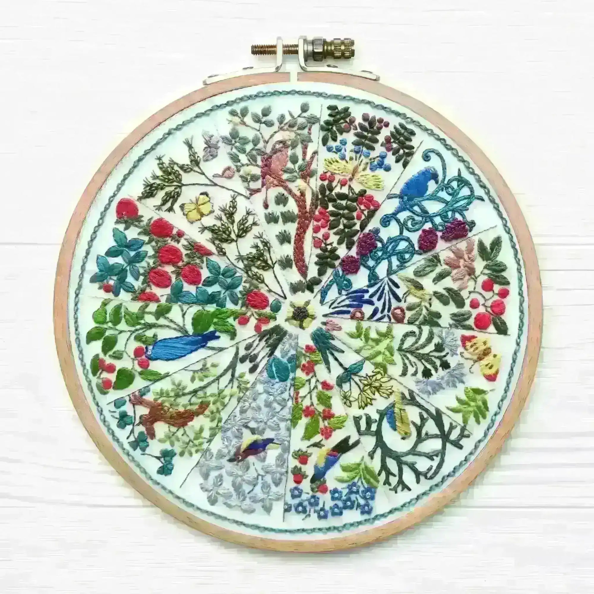 A Year Inspired by Voysey Stitch A Long Full Kit , SAL Course , StitchDoodles , embroidery hoop kit, Embroidery Kit, embroidery kit for adults, embroidery kit fro beginners, embroidery kits for beginners, embroidery pattern, flower embroidery, hand embroidery, hand embroidery kit, hand embroidery pattern, modern embroidery kits, month embroidery, PDF pattern, Thinkific, year embroidery , StitchDoodles , shop.stitchdoodles.com