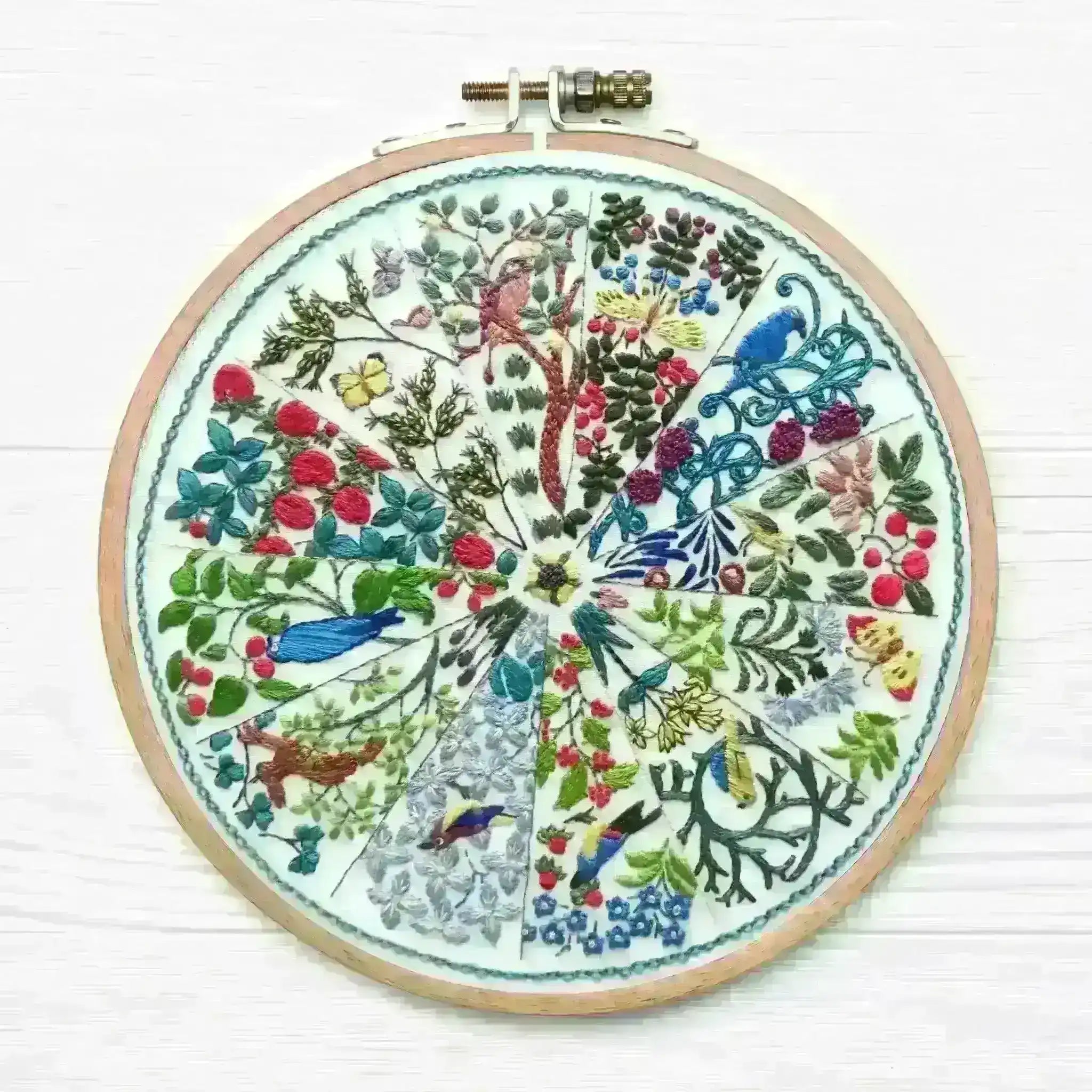 A Year Inspired by Voysey Stitch A Long Full Kit , SAL Course , StitchDoodles , embroidery hoop kit, Embroidery Kit, embroidery kit for adults, embroidery kit fro beginners, embroidery kits for beginners, embroidery pattern, flower embroidery, hand embroidery, hand embroidery kit, hand embroidery pattern, modern embroidery kits, month embroidery, PDF pattern, Thinkific, year embroidery , StitchDoodles , shop.stitchdoodles.com
