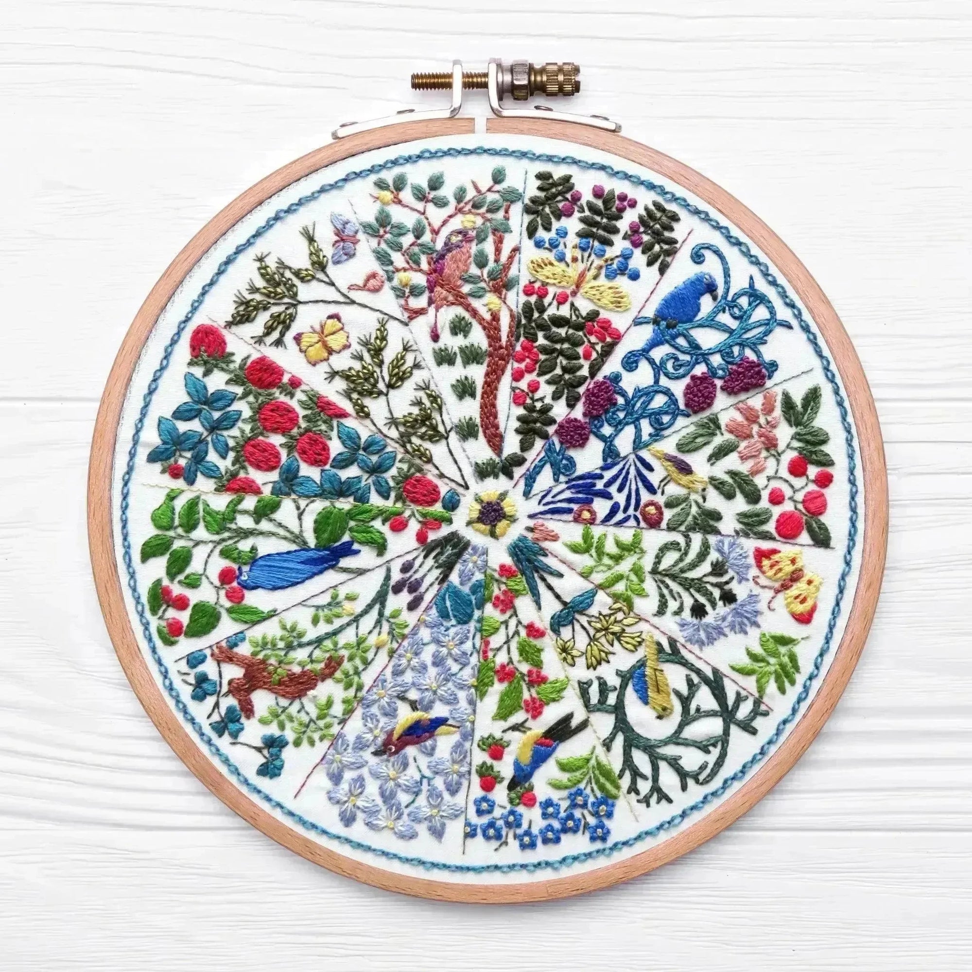 A Year Inspired by Voysey Stitch A Long Full Kit , SAL Course , StitchDoodles , embroidery hoop kit, Embroidery Kit, embroidery kit for adults, embroidery kit fro beginners, embroidery kits for beginners, embroidery pattern, flower embroidery, hand embroidery, hand embroidery kit, hand embroidery pattern, modern embroidery kits, month embroidery, PDF pattern, Thinkific, year embroidery , StitchDoodles , shop.stitchdoodles.com
