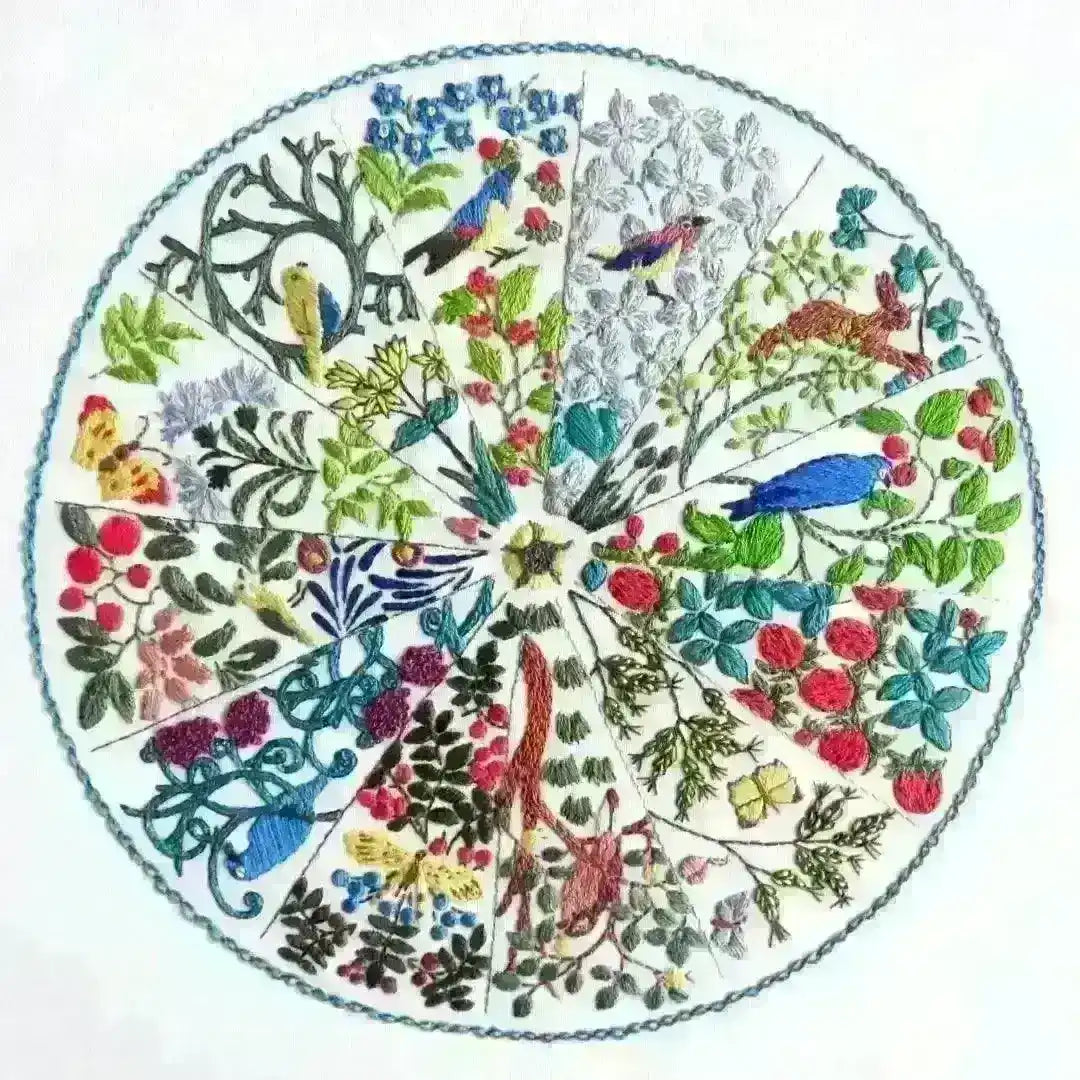 A Year Inspired by Voysey Stitch A Long Full Kit , SAL Course , StitchDoodles , embroidery hoop kit, Embroidery Kit, embroidery kit for adults, embroidery kit fro beginners, embroidery kits for beginners, embroidery pattern, flower embroidery, hand embroidery, hand embroidery kit, hand embroidery pattern, modern embroidery kits, month embroidery, PDF pattern, Thinkific, year embroidery , StitchDoodles , shop.stitchdoodles.com
