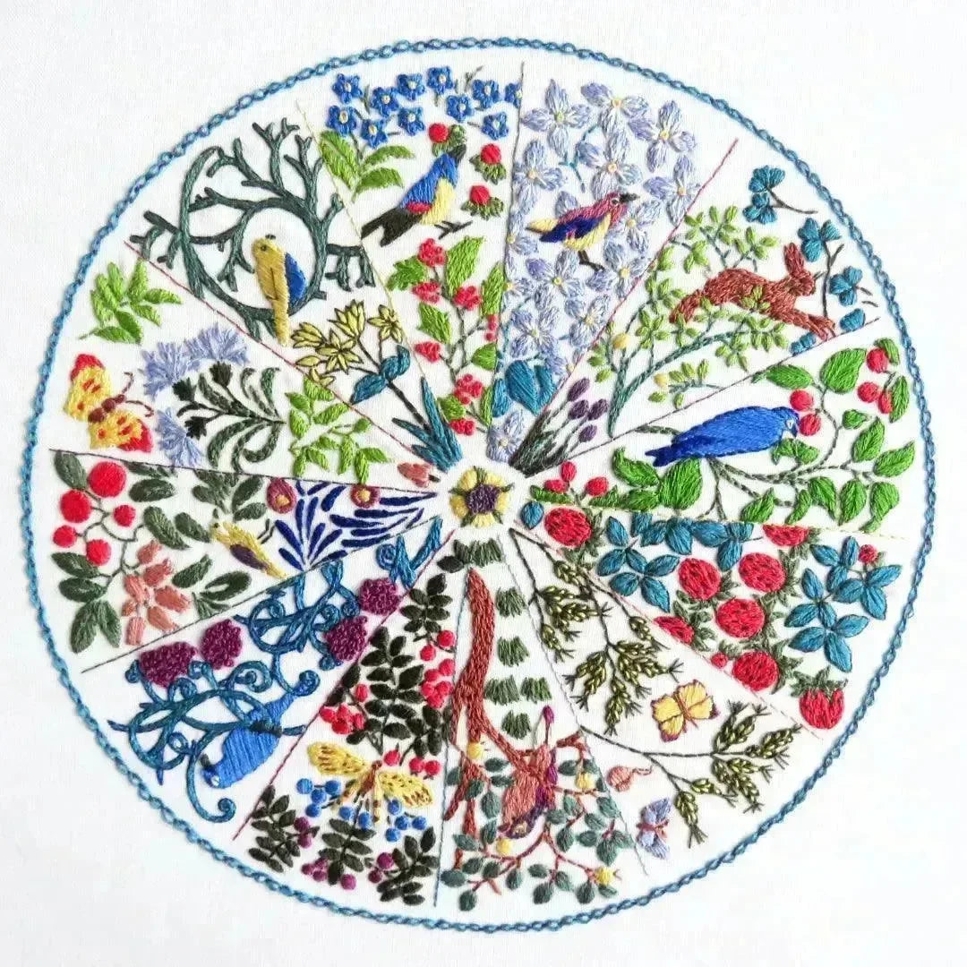 A Year Inspired by Voysey Stitch A Long Full Kit , SAL Course , StitchDoodles , embroidery hoop kit, Embroidery Kit, embroidery kit for adults, embroidery kit fro beginners, embroidery kits for beginners, embroidery pattern, flower embroidery, hand embroidery, hand embroidery kit, hand embroidery pattern, modern embroidery kits, month embroidery, PDF pattern, Thinkific, year embroidery , StitchDoodles , shop.stitchdoodles.com