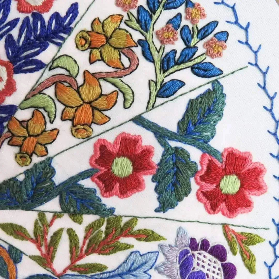 A Year Inspired by William Morris Hand Embroidery Kit , Embroidery Kit , StitchDoodles , embroidery hoop kit, Embroidery Kit, embroidery kit for adults, embroidery kit fro beginners, flower month pattern, hand embroidery, hand embroidery pattern, modern embroidery kits, Printed Pattern, william morris embroidery, year of flowes , StitchDoodles , shop.stitchdoodles.com