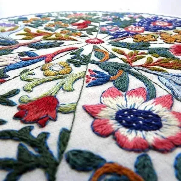 A Year Inspired by William Morris Pre Printed Fabric PLUS PDF Pattern , Pre Printed Fabric Pattern , StitchDoodles , embroidery hoop kit, Embroidery Kit, embroidery kit for adults, embroidery kit fro beginners, flower month pattern, hand embroidery, hand embroidery pattern, modern embroidery kits, Printed Pattern, william morris embroidery, year of flowes , StitchDoodles , shop.stitchdoodles.com