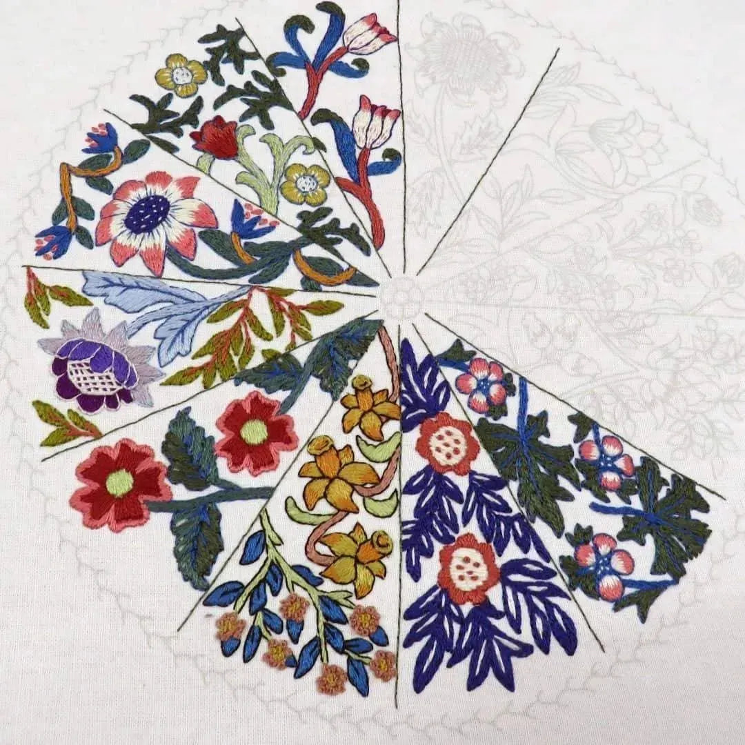 A Year Inspired by William Morris Pre Printed Fabric PLUS PDF Pattern , Pre Printed Fabric Pattern , StitchDoodles , embroidery hoop kit, Embroidery Kit, embroidery kit for adults, embroidery kit fro beginners, flower month pattern, hand embroidery, hand embroidery pattern, modern embroidery kits, Printed Pattern, william morris embroidery, year of flowes , StitchDoodles , shop.stitchdoodles.com