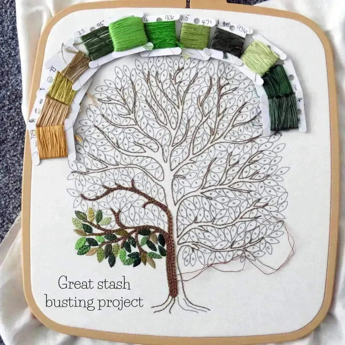 A Year of Tiny Leaves Pre Printed Embroidery Fabric Pattern , Pre Printed Fabric Pattern , StitchDoodles , embroidery hoop kit, embroidery kit for adults, embroidery kit for beginners, embroidery kits for adults, embroidery kits for beginers, hand embroidery, hand embroidery pattern, modern embroidery kits, Printed Pattern , StitchDoodles , shop.stitchdoodles.com