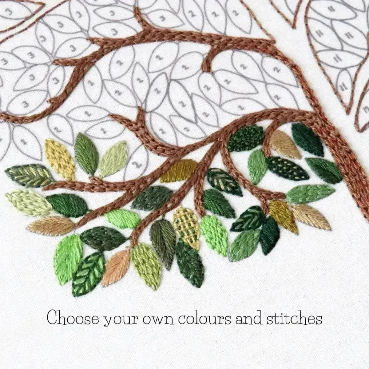 A Year of Tiny Leaves Pre Printed Embroidery Fabric Pattern , Pre Printed Fabric Pattern , StitchDoodles , embroidery hoop kit, embroidery kit for adults, embroidery kit for beginners, embroidery kits for adults, embroidery kits for beginers, hand embroidery, hand embroidery pattern, modern embroidery kits, Printed Pattern , StitchDoodles , shop.stitchdoodles.com