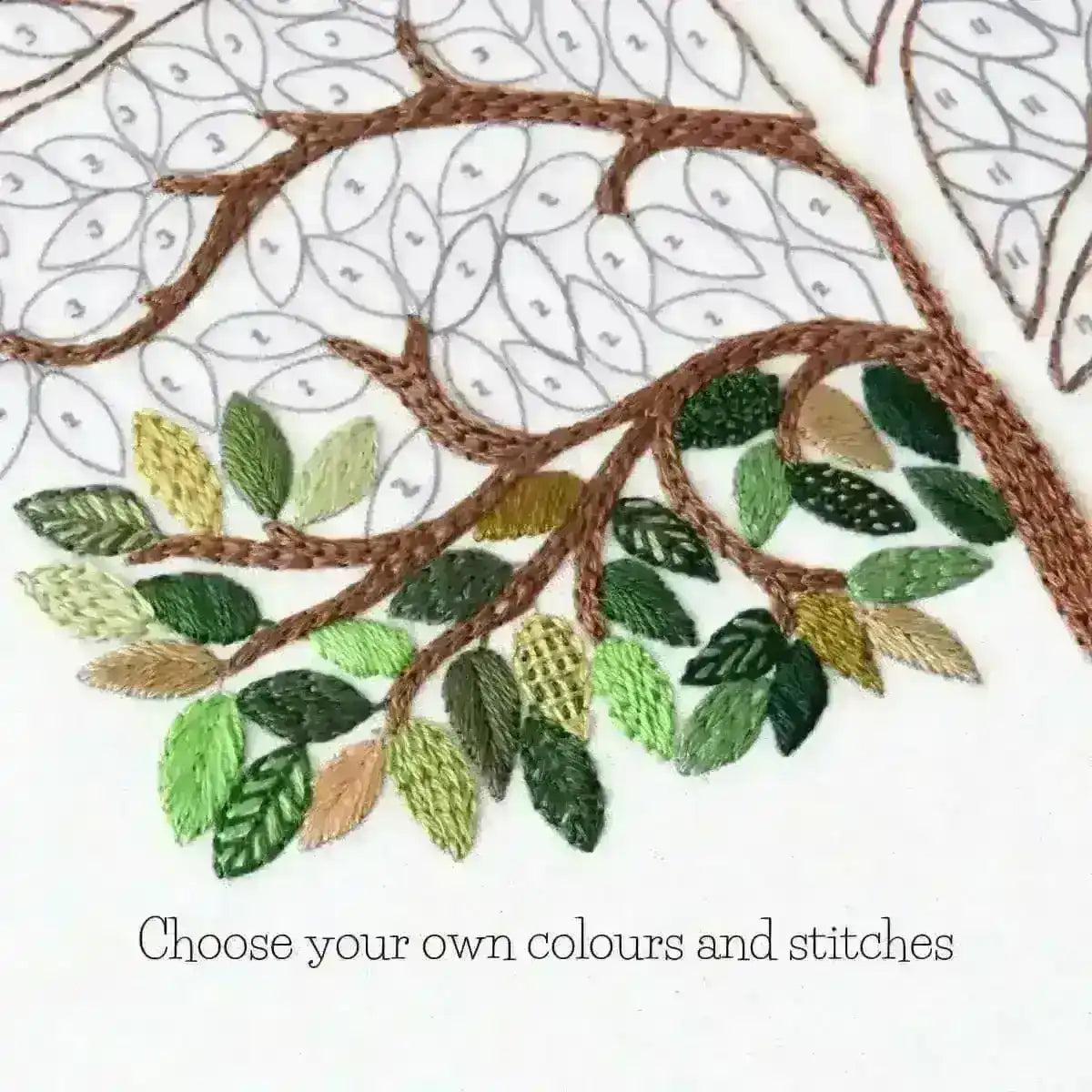 A Year of Tiny Leaves Pre Printed Embroidery Fabric Pattern , Pre Printed Fabric Pattern , StitchDoodles , embroidery hoop kit, embroidery kit for adults, embroidery kit for beginners, embroidery kits for adults, embroidery kits for beginers, hand embroidery, hand embroidery pattern, modern embroidery kits, Printed Pattern , StitchDoodles , shop.stitchdoodles.com