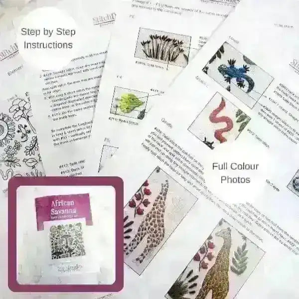 African Savanna, Hand Embroidery Kit , Embroidery Kit , StitchDoodles , A Wonderful Life Pattern, africa, african embroidery, Embroidery, embroidery hoop, embroidery hoop kit, Embroidery Kit, embroidery kit for adults, embroidery kit fro beginners, embroidery pattern, hand embroidery, hand embroidery fabric, hand embroidery kit, hand embroidery seat frame, hand embroidery thread, modern embroidery kits, nurge embroidery hoop, Printed Pattern , StitchDoodles , shop.stitchdoodles.com