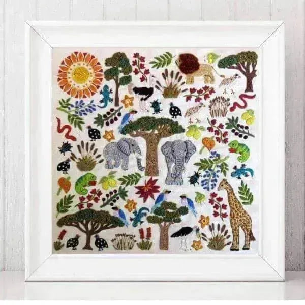 African Savanna, Pre Printed Embroidery Fabric Pattern , Pre Printed Fabric Pattern , StitchDoodles , A Wonderful Life Pattern, africa, african embroidery, Embroidery, embroidery hoop, embroidery hoop kit, Embroidery Kit, embroidery kit for adults, embroidery kit fro beginners, embroidery pattern, hand embroidery, hand embroidery fabric, hand embroidery seat frame, modern embroidery kits, nurge embroidery hoop, Printed Pattern , StitchDoodles , shop.stitchdoodles.com