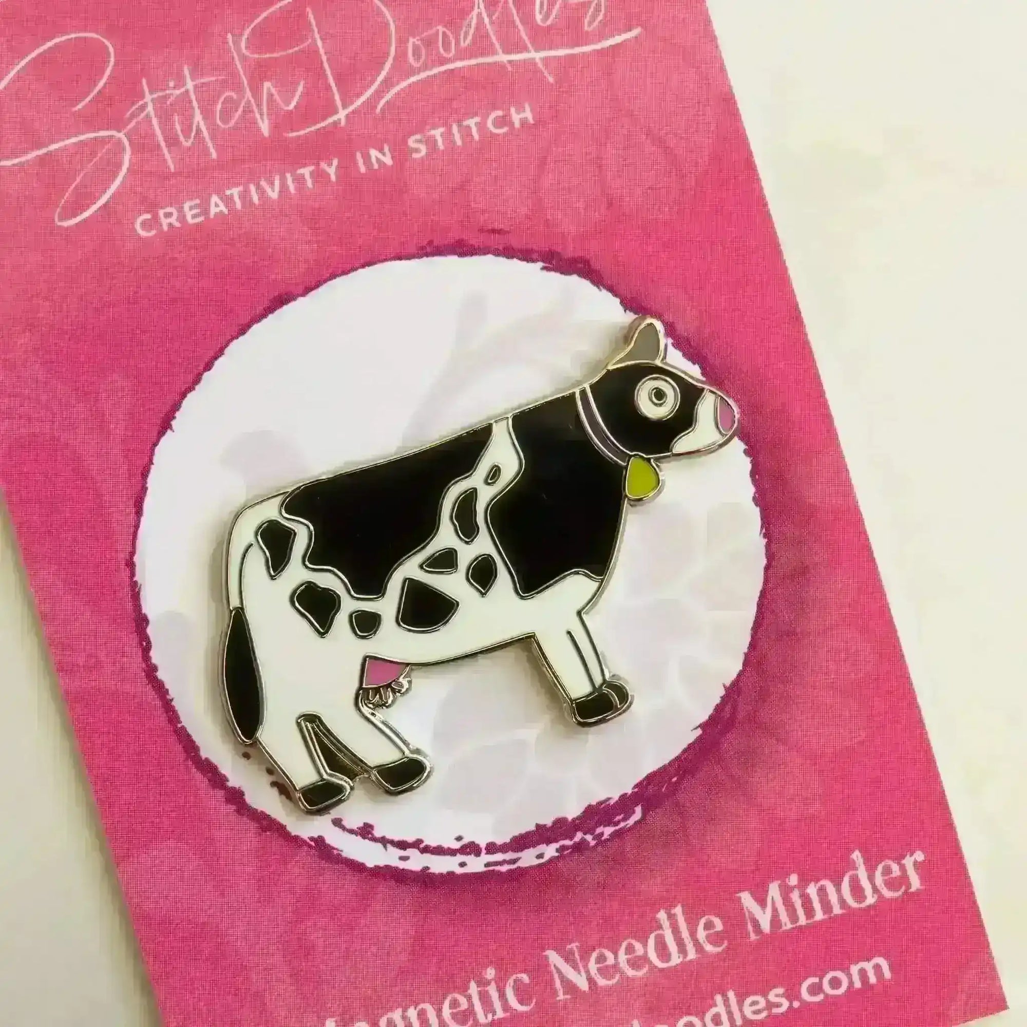 Beautiful Hard Enamel Needle Minder: Beautiful Cow , Embroidery Supplies , StitchDoodles , embroidery hoop kit, Embroidery Kit, embroidery kit for adults, embroidery kit fro beginners, modern embroidery kits, needleminder , StitchDoodles , shop.stitchdoodles.com