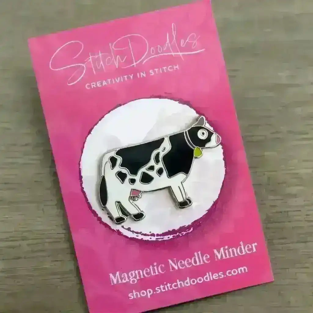 Beautiful Hard Enamel Needle Minder: Beautiful Cow , Embroidery Supplies , StitchDoodles , embroidery hoop kit, Embroidery Kit, embroidery kit for adults, embroidery kit fro beginners, modern embroidery kits, needleminder , StitchDoodles , shop.stitchdoodles.com