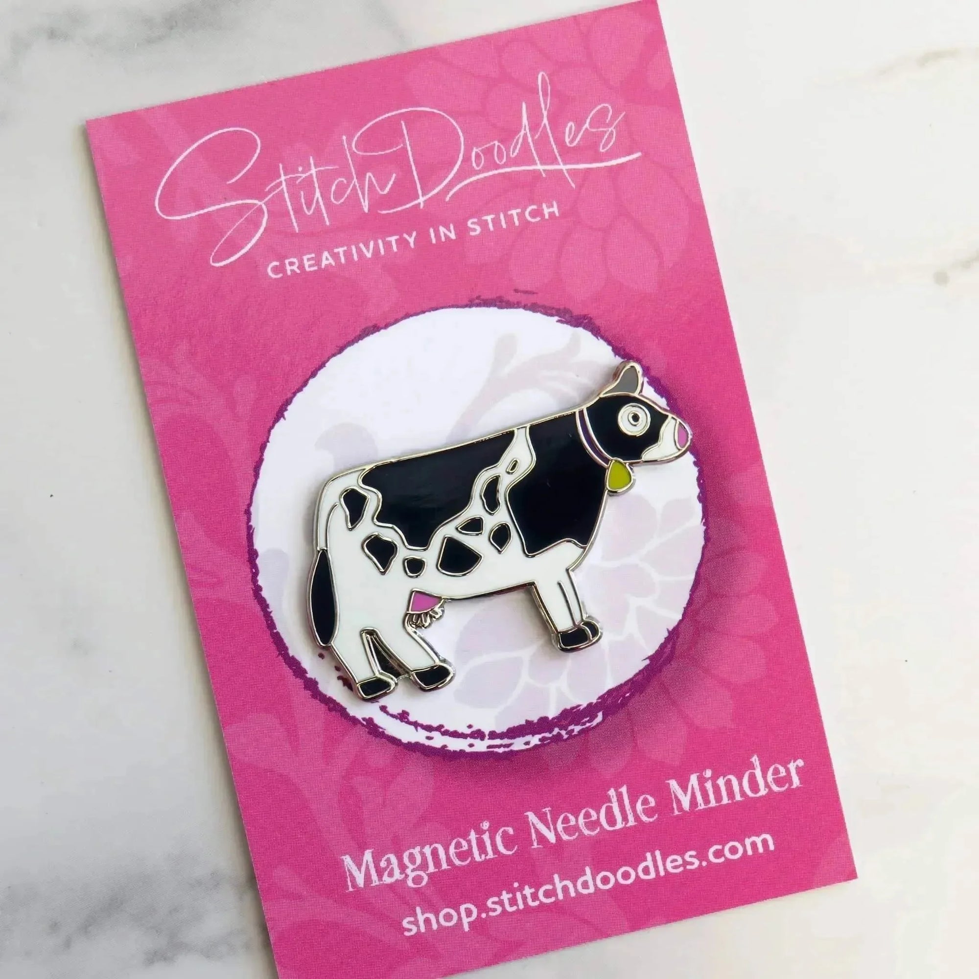Beautiful Hard Enamel Needle Minder: Beautiful Cow , Embroidery Supplies , StitchDoodles , embroidery hoop kit, Embroidery Kit, embroidery kit for adults, embroidery kit fro beginners, modern embroidery kits, needleminder , StitchDoodles , shop.stitchdoodles.com