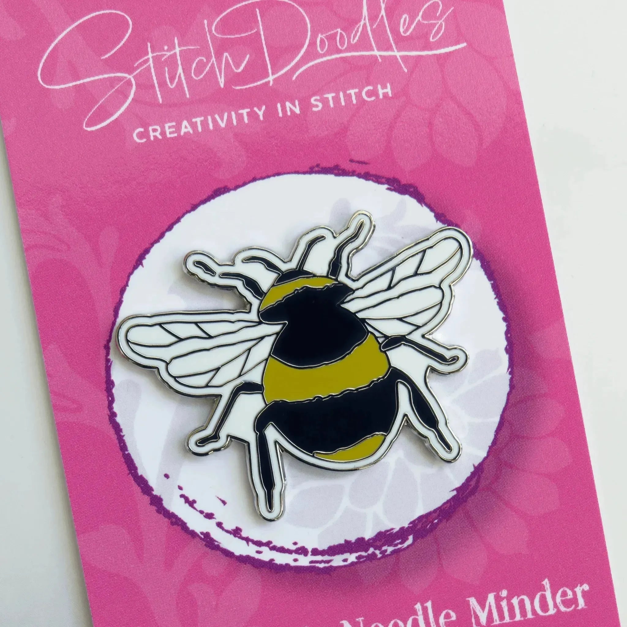 Beautiful Hard Enamel Needle Minder: Bee , Embroidery Supplies , StitchDoodles , embroidery hoop kit, Embroidery Kit, embroidery kit for adults, embroidery kit fro beginners, modern embroidery kits , StitchDoodles , shop.stitchdoodles.com
