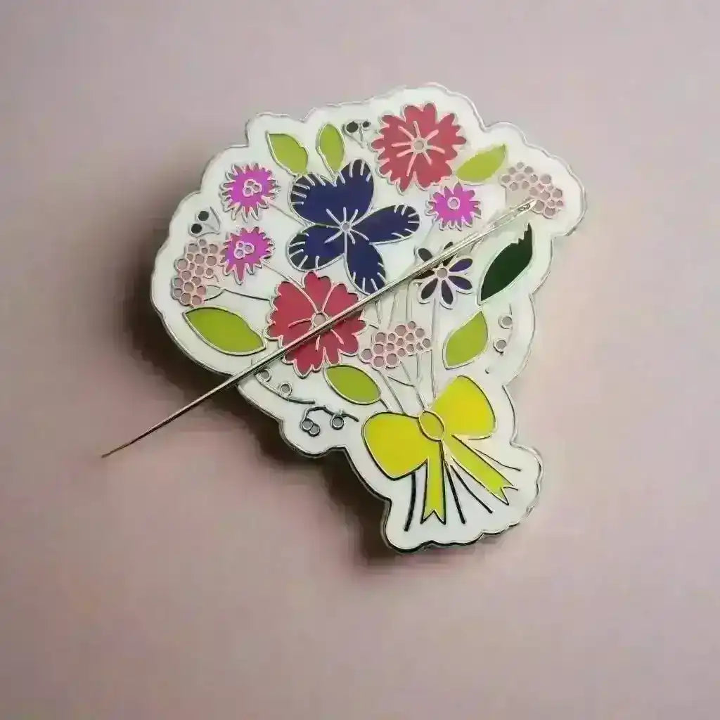 Beautiful Hard Enamel Needle Minder: Bouquet , Embroidery Supplies , StitchDoodles , embroidery hoop kit, Embroidery Kit, embroidery kit for adults, embroidery kit fro beginners, modern embroidery kits , StitchDoodles , shop.stitchdoodles.com
