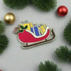 Beautiful Hard Enamel Needle Minder: Santa's Christmas Sleigh , Embroidery Supplies , StitchDoodles , christmas, Christmas Embroidery, christmas needle minder, embroidery hoop kit, Embroidery Kit, embroidery kit for adults, embroidery kit fro beginners, modern embroidery kits, needleminder , StitchDoodles , shop.stitchdoodles.com