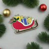 Beautiful Hard Enamel Needle Minder: Santa's Christmas Sleigh , Embroidery Supplies , StitchDoodles , christmas, Christmas Embroidery, christmas needle minder, embroidery hoop kit, Embroidery Kit, embroidery kit for adults, embroidery kit fro beginners, modern embroidery kits, needleminder , StitchDoodles , shop.stitchdoodles.com