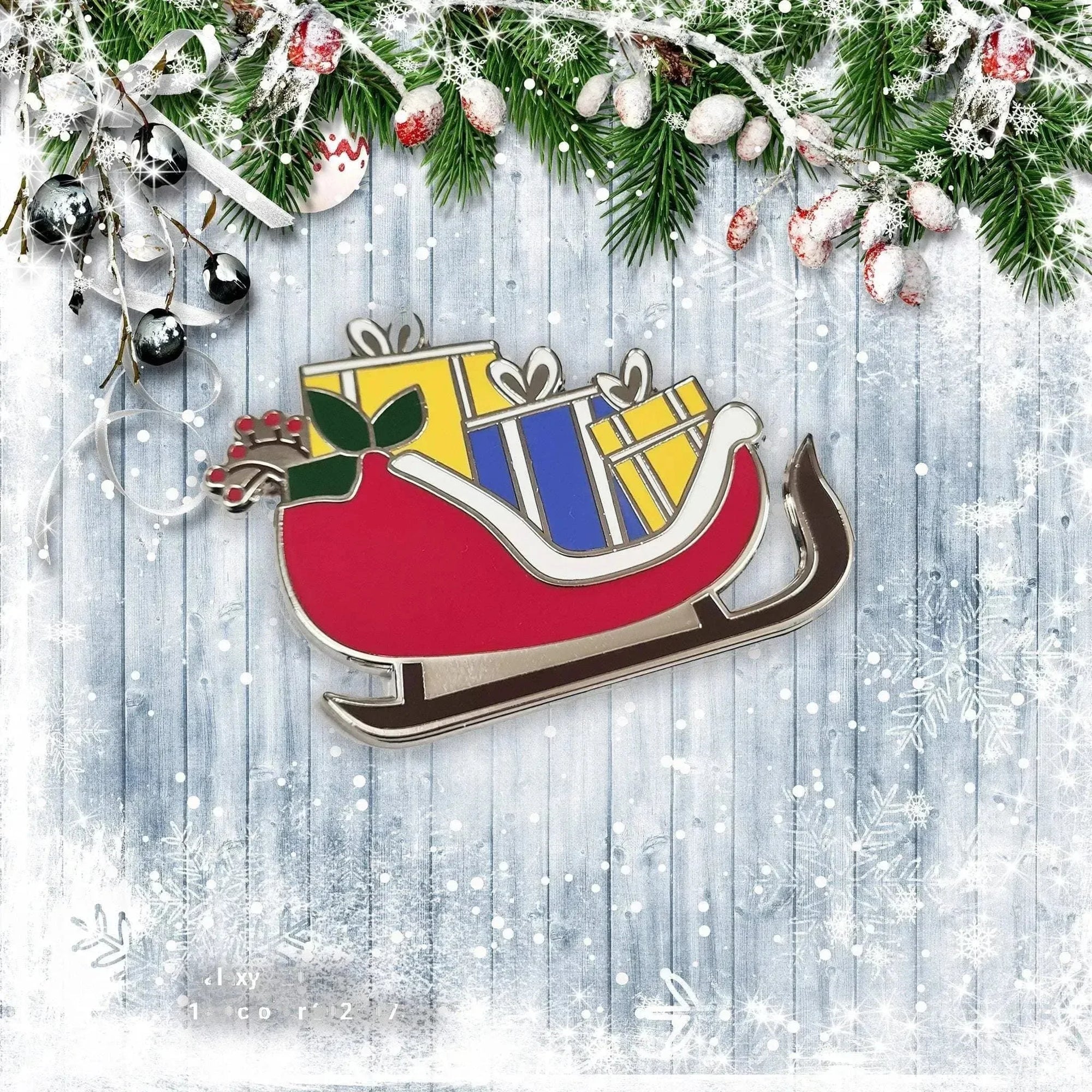Beautiful Hard Enamel Needle Minder: Santa's Christmas Sleigh , Embroidery Supplies , StitchDoodles , christmas, Christmas Embroidery, christmas needle minder, embroidery hoop kit, Embroidery Kit, embroidery kit for adults, embroidery kit fro beginners, modern embroidery kits, needleminder , StitchDoodles , shop.stitchdoodles.com