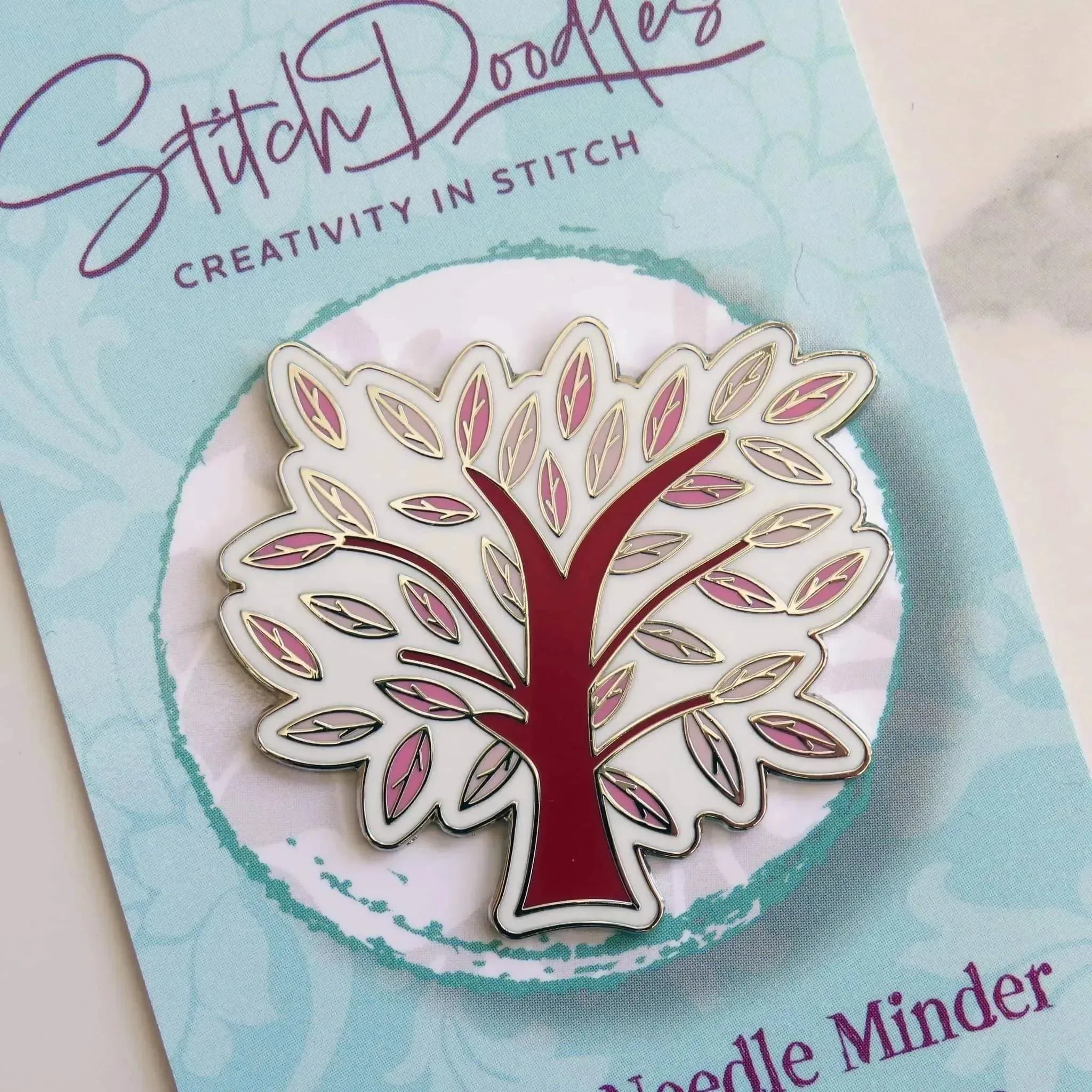Beautiful Hard Enamel Needle Minder: Tree , Embroidery Supplies , StitchDoodles , embroidery hoop kit, Embroidery Kit, embroidery kit for adults, embroidery kit fro beginners, modern embroidery kits , StitchDoodles , shop.stitchdoodles.com