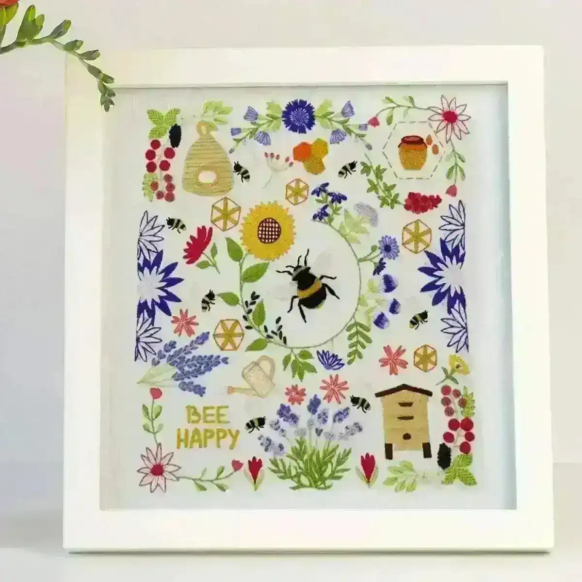 Bees and Blossoms Pre Printed Fabric Panel , Pre Printed Fabric Pattern , StitchDoodles , bird embroidery, Embroidery, embroidery hoop, embroidery hoop kit, Embroidery Kit, embroidery kit for adults, embroidery kit fro beginners, embroidery pattern, hand embroidery, hand embroidery fabric, hand embroidery kit, hand embroidery seat frame, modern embroidery kits, nurge embroidery hoop, PDF pattern, Printed Pattern, wildlife embroidery , StitchDoodles , shop.stitchdoodles.com