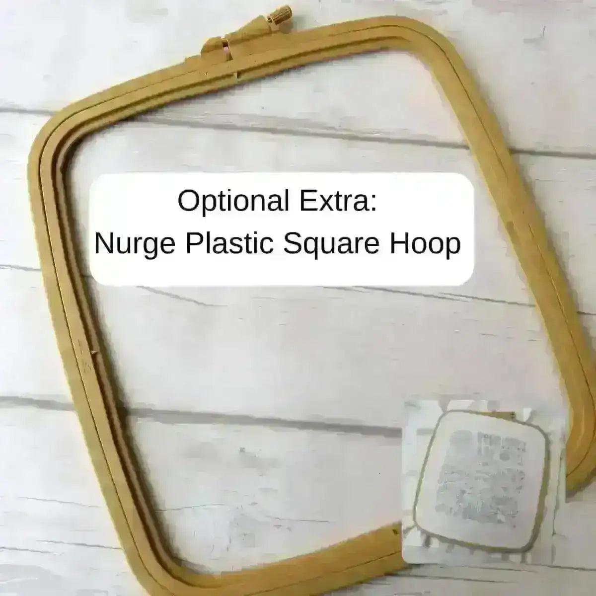 Nurge plastic square hoop on a light wooden surface