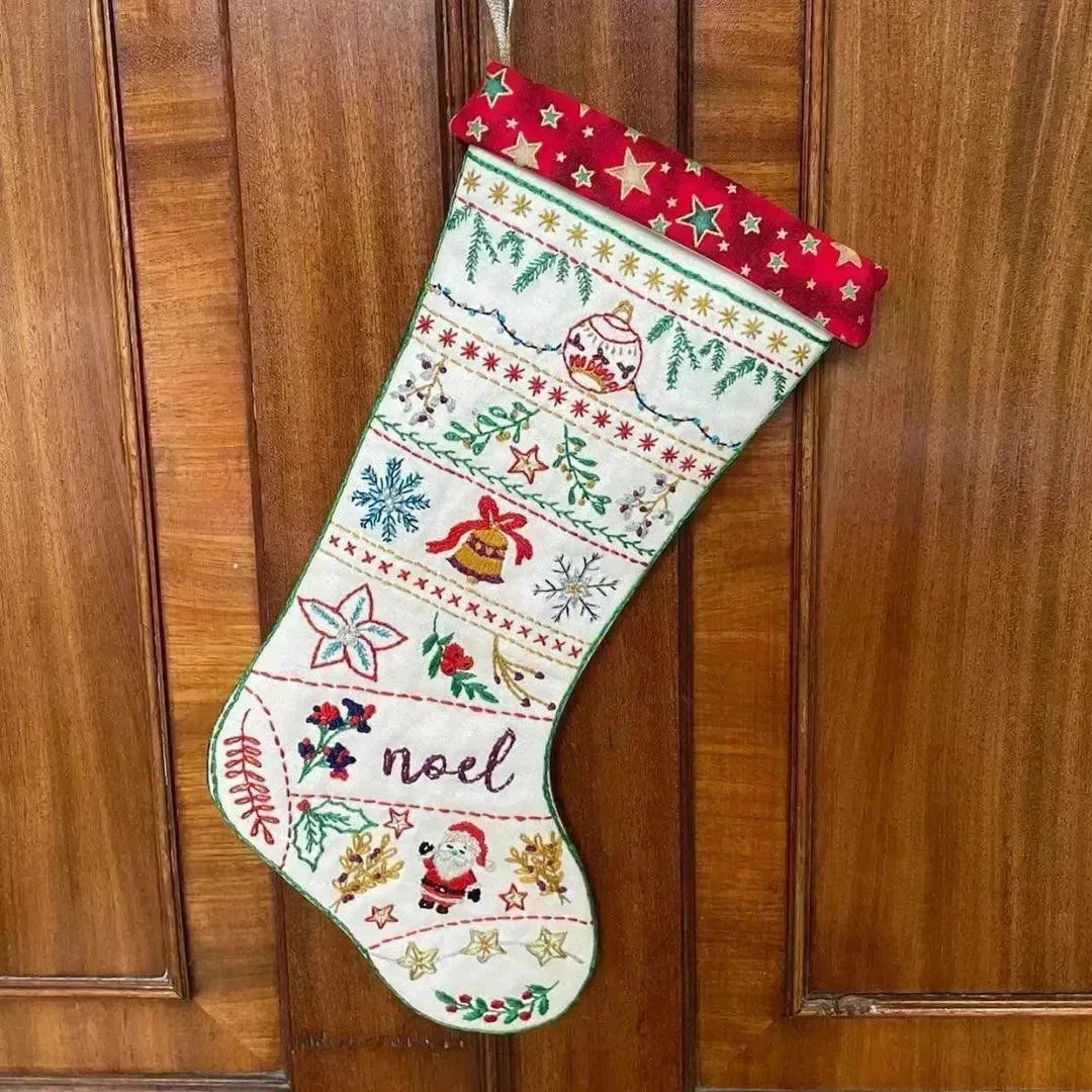 Christmas Stocking Hand Embroidery Kit , Hand Embroidery Kit , StitchDoodles , christmas, embroidery hoop kit, Embroidery Kit, embroidery kit for adults, embroidery kit fro beginners, embroidery kits for adults, embroidery kits for beginners, hand embroidery fabric, modern embroidery kits , StitchDoodles , shop.stitchdoodles.com
