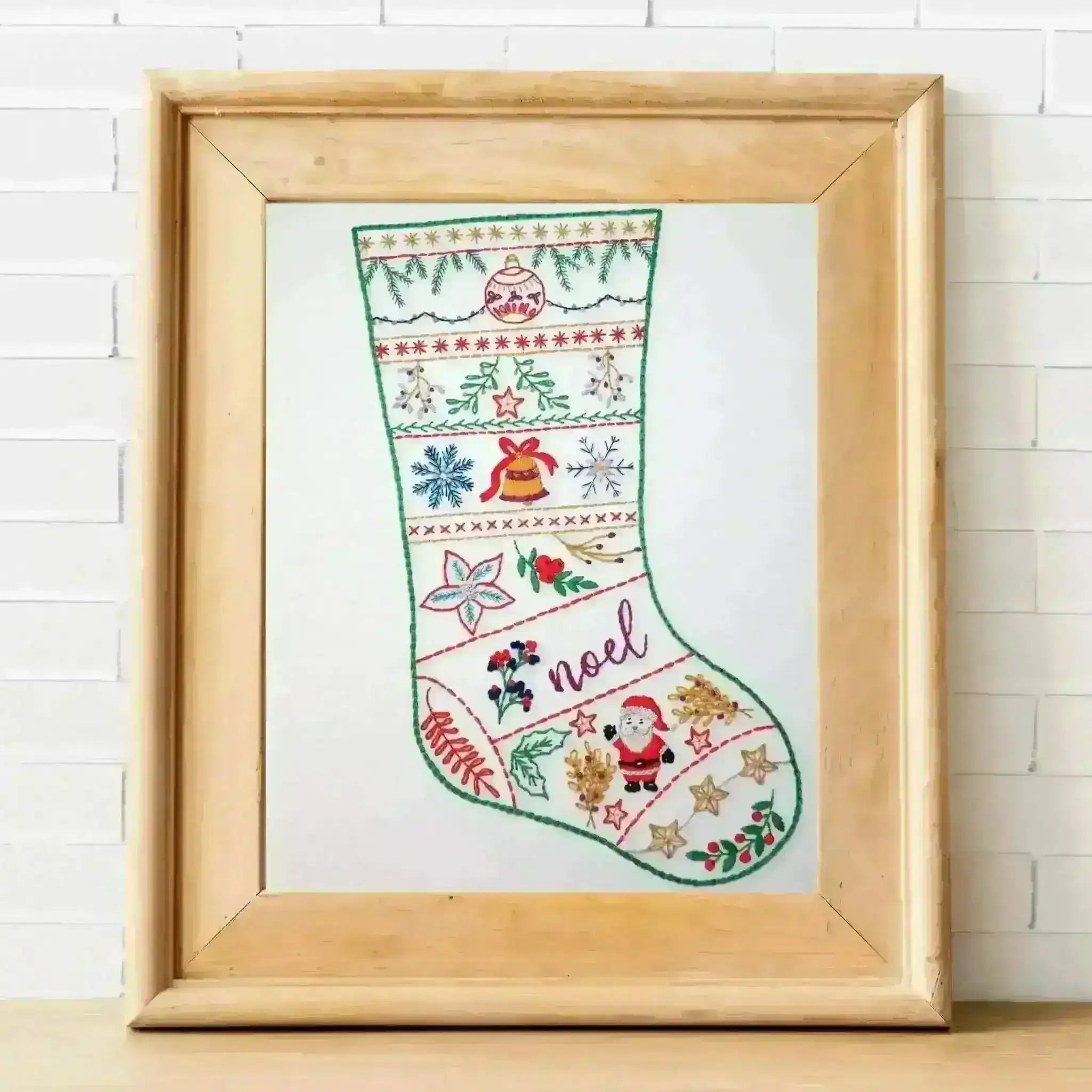 Christmas Stocking Pre Printed Embroidery Fabric Panel , Pre Printed Fabric Pattern , StitchDoodles , christmas, embroidery hoop kit, Embroidery Kit, embroidery kit for adults, embroidery kit fro beginners, embroidery kits for adults, embroidery kits for beginners, hand embroidery fabric, modern embroidery kits , StitchDoodles , shop.stitchdoodles.com
