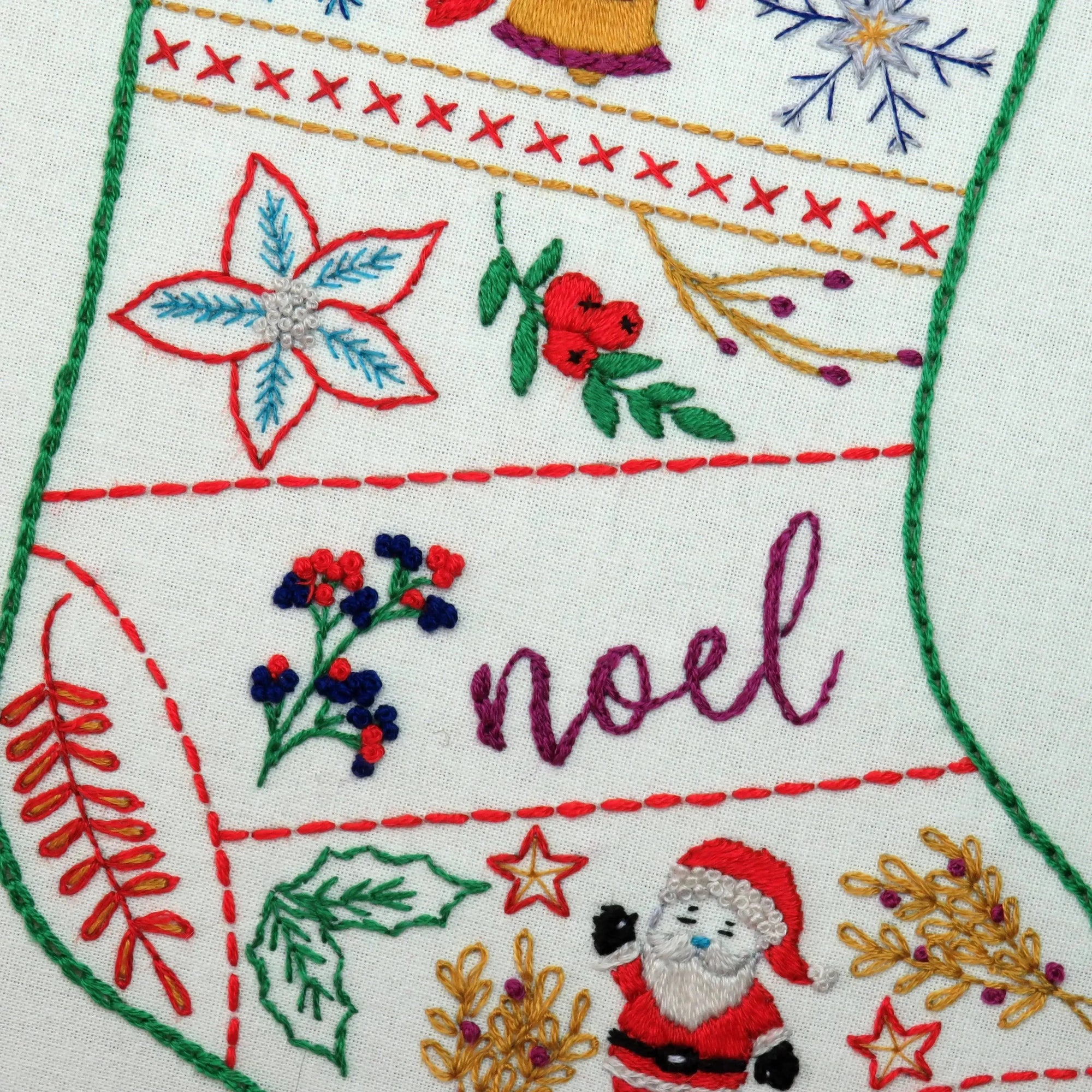Christmas Stocking Pre Printed Embroidery Fabric Panel , Pre Printed Fabric Pattern , StitchDoodles , christmas, embroidery hoop kit, Embroidery Kit, embroidery kit for adults, embroidery kit fro beginners, embroidery kits for adults, embroidery kits for beginners, hand embroidery fabric, modern embroidery kits , StitchDoodles , shop.stitchdoodles.com
