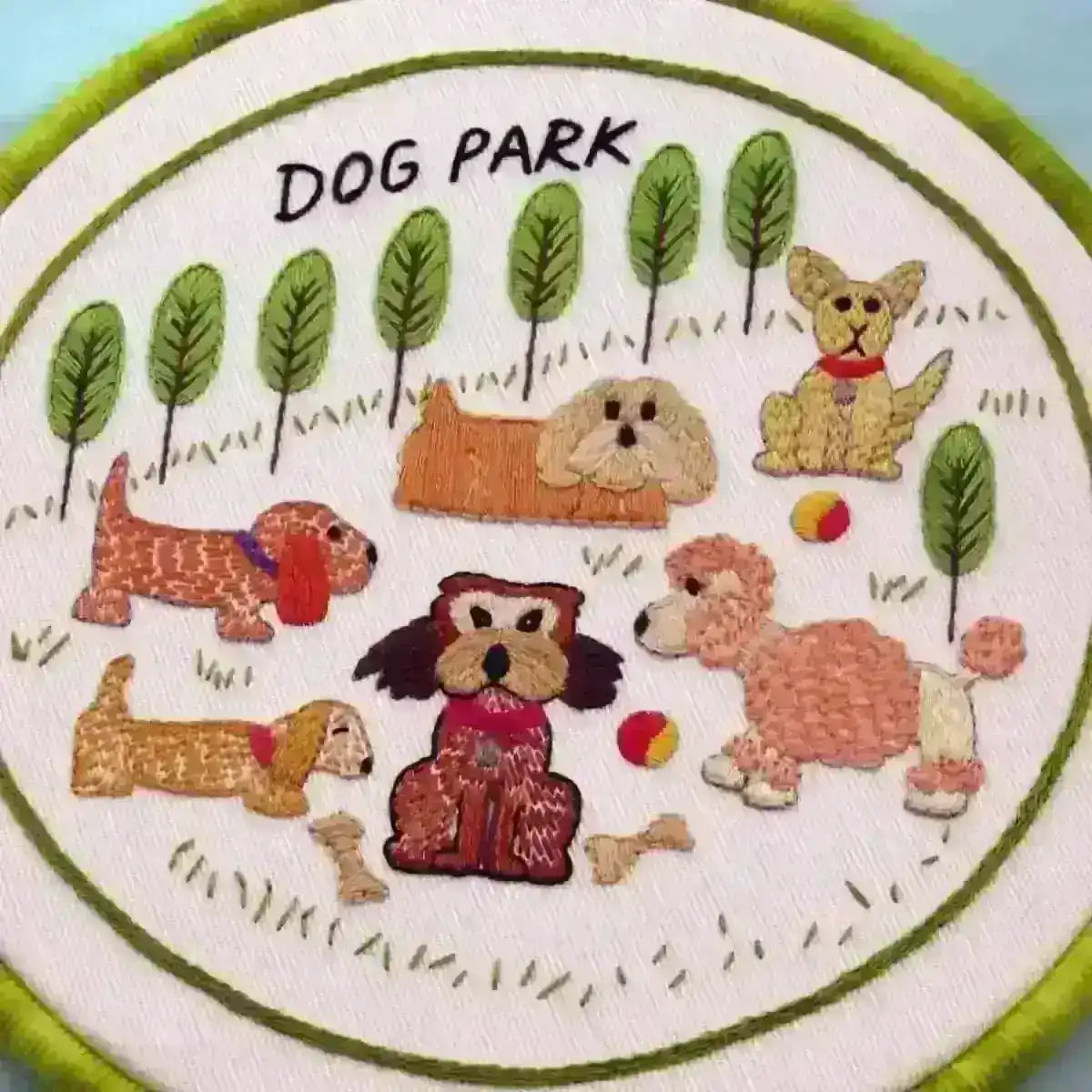 Dog Park Hand Embroidery Pattern , PDF Download , StitchDoodles , beginner embroidery, Embroidery, embroidery hoop, embroidery hoop kit, embroidery kits for adults, embroidery kits for beginners, embroidery pattern, hand embroidery, hand embroidery fabric, hand embroidery seat frame, modern embroidery kits, nurge embroidery hoop, PDF pattern, Printed Pattern, unique embroidery kits , StitchDoodles , shop.stitchdoodles.com