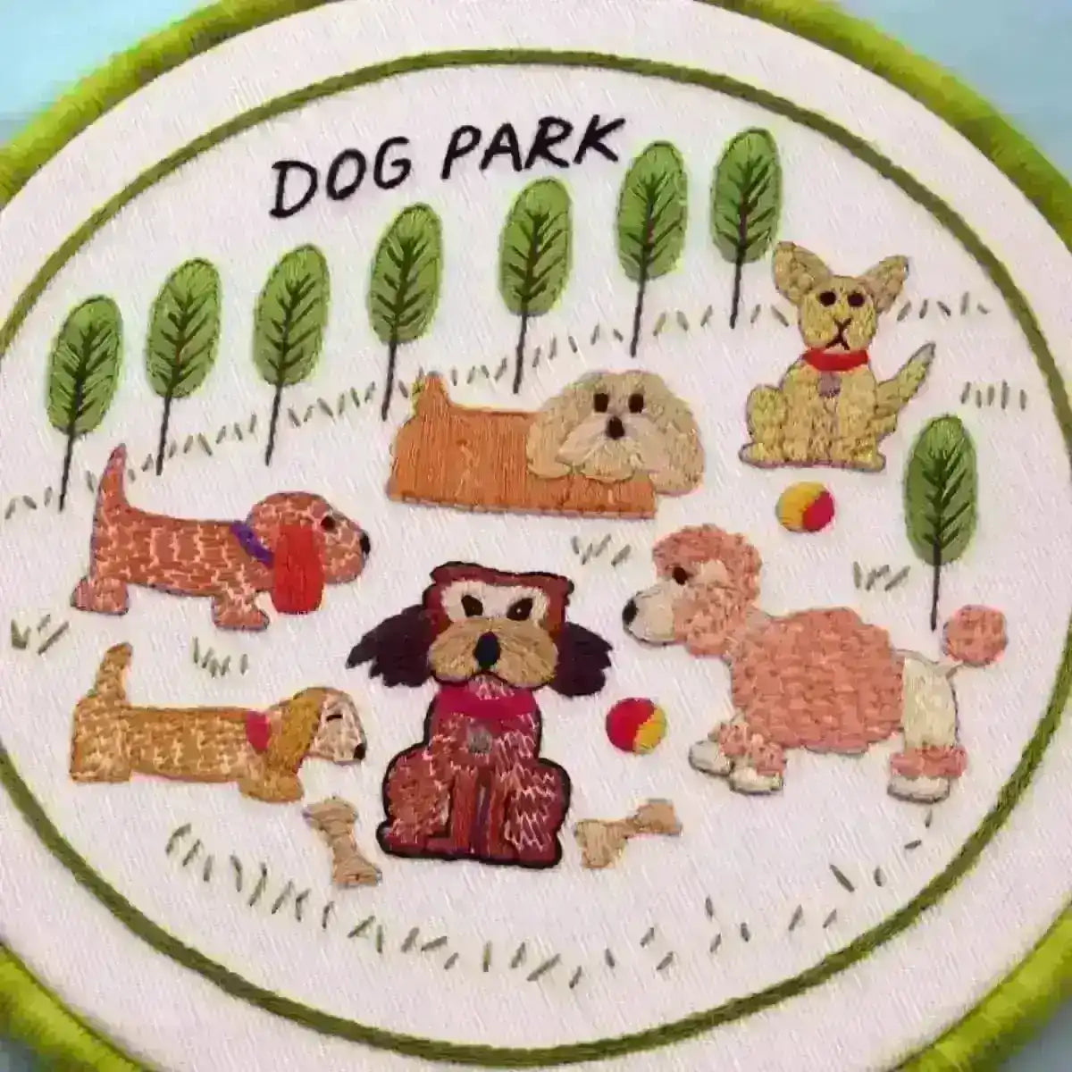Dog Park Hand Embroidery Pattern , PDF Download , StitchDoodles , beginner embroidery, Embroidery, embroidery hoop, embroidery hoop kit, embroidery kits for adults, embroidery kits for beginners, embroidery pattern, hand embroidery, hand embroidery fabric, hand embroidery seat frame, modern embroidery kits, nurge embroidery hoop, PDF pattern, Printed Pattern, unique embroidery kits , StitchDoodles , shop.stitchdoodles.com