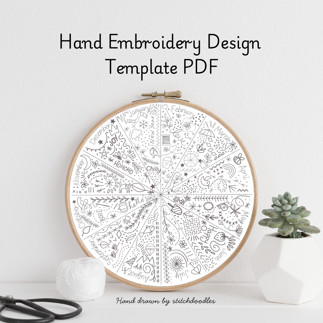 Year of Doodles Hand Embroidery PDF Template