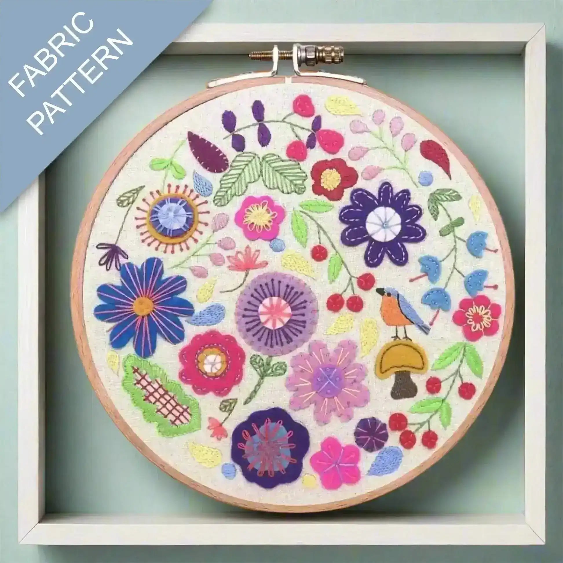 enchanted garden fabric pattern for hand embroidery