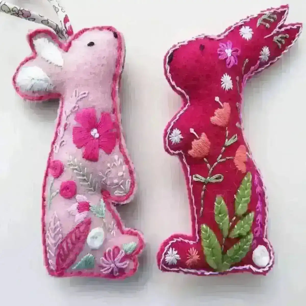 Floral Rabbit Decorations , PDF Download , StitchDoodles , embroidery hoop kit, embroidery kits for adults, embroidery kits for beginners, embroidery rabbits, hand embroidery, modern embroidery kits, PDF pattern, unique embroidery kits , StitchDoodles , shop.stitchdoodles.com