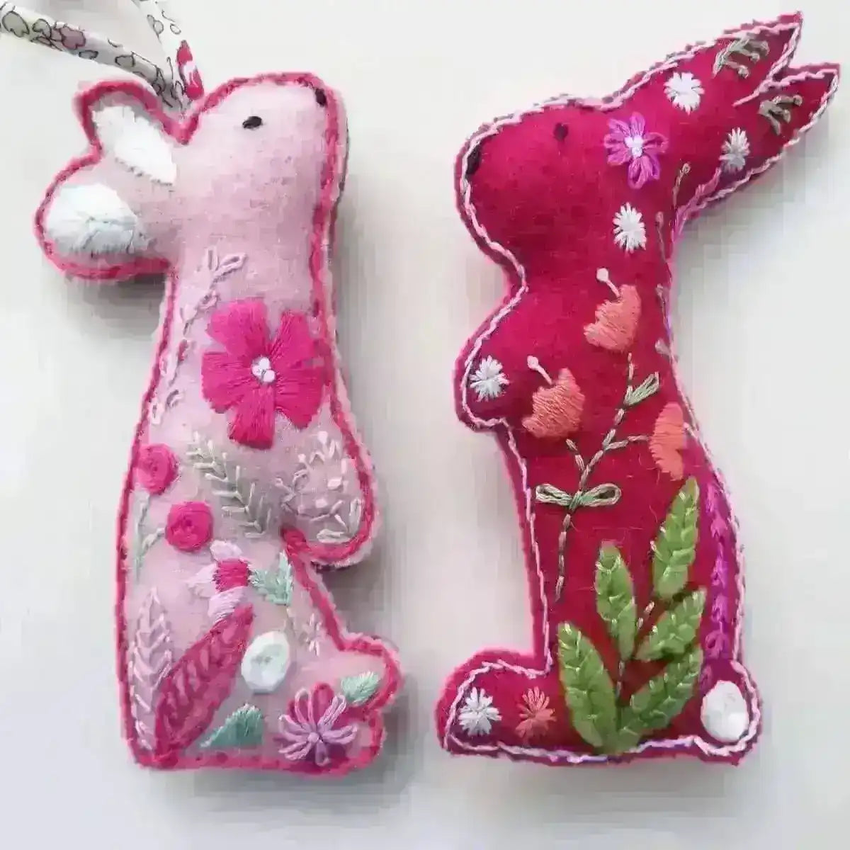 Floral Rabbit Decorations , PDF Download , StitchDoodles , embroidery hoop kit, embroidery kits for adults, embroidery kits for beginners, embroidery rabbits, hand embroidery, modern embroidery kits, PDF pattern, unique embroidery kits , StitchDoodles , shop.stitchdoodles.com