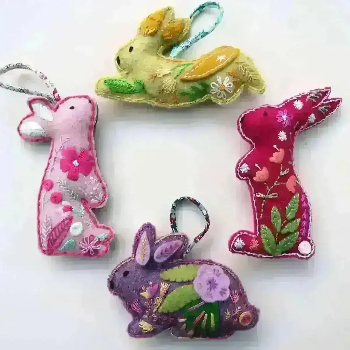 Floral Rabbit Decorations , PDF Download , StitchDoodles , embroidery hoop kit, embroidery kits for adults, embroidery kits for beginners, embroidery rabbits, hand embroidery, modern embroidery kits, PDF pattern, unique embroidery kits , StitchDoodles , shop.stitchdoodles.com