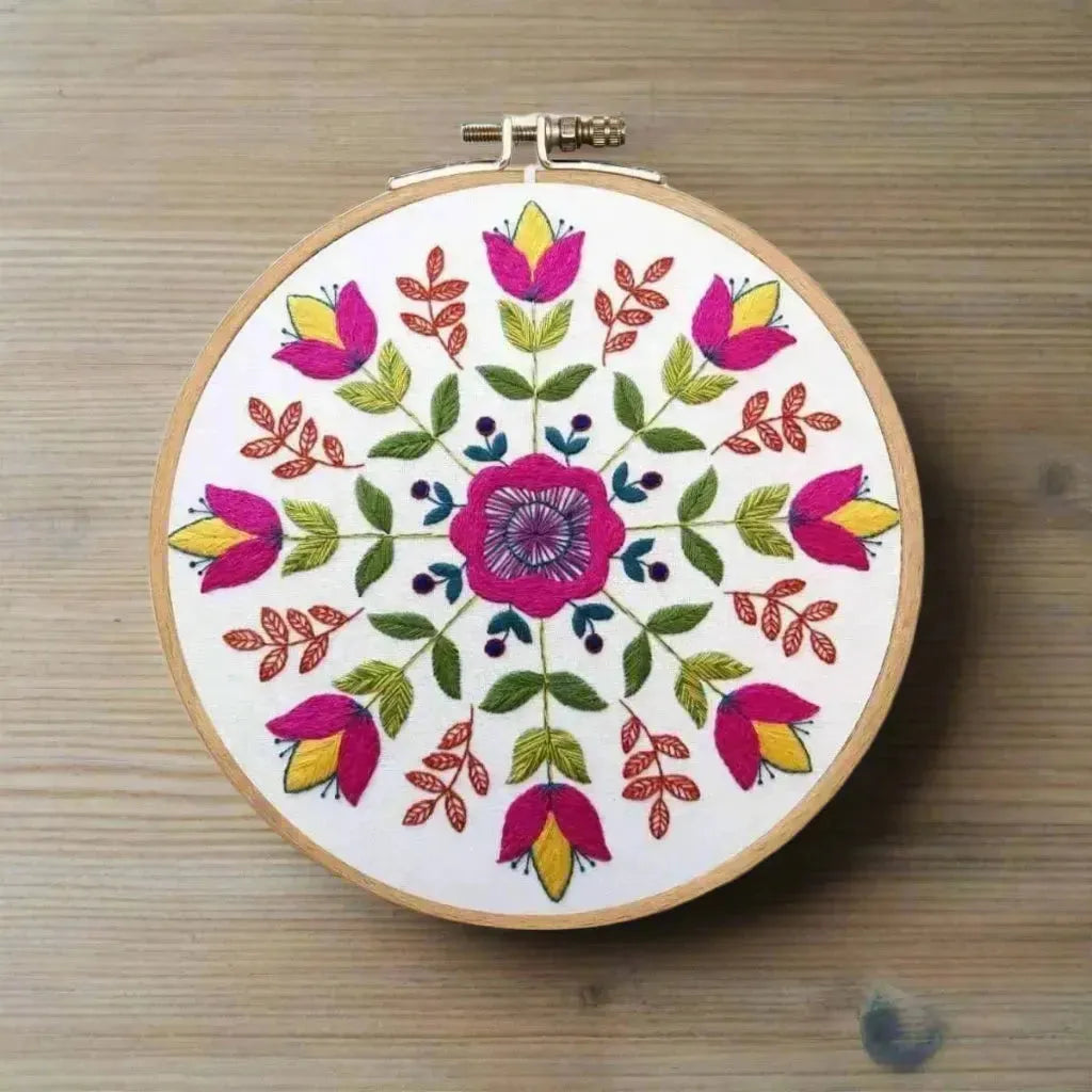 Florally, Pre Printed Embroidery Fabric Panel PLUS PDF Pattern , Pre Printed Fabric Pattern , StitchDoodles , embroidery hoop kit, embroidery kits for adults, embroidery kits for beginners, flower embroidery, hand embroidery, hand embroidery fabric, hand embroidery kit, modern embroidery kits, PDF pattern, unique embroidery kits , StitchDoodles , shop.stitchdoodles.com