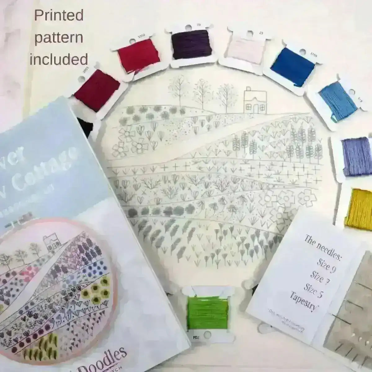 Flower Meadow Cottage Hand Embroidery Kit , Embroidery Kit , StitchDoodles , beginner embroidery, Embroidery, embroidery hoop kit, Embroidery Kit, embroidery kits for adults, embroidery kits for beginners, flower embroidery, hand embroidery, hand embroidery fabric, hand embroidery hoop, hand embroidery kit, hand embroidery pattern, hand embroidery thread, hand stitching, modern embroidery kits, nurge embroidery hoop, unique embroidery kits, wildlife embroidery , StitchDoodles , shop.stitchdoodles.com