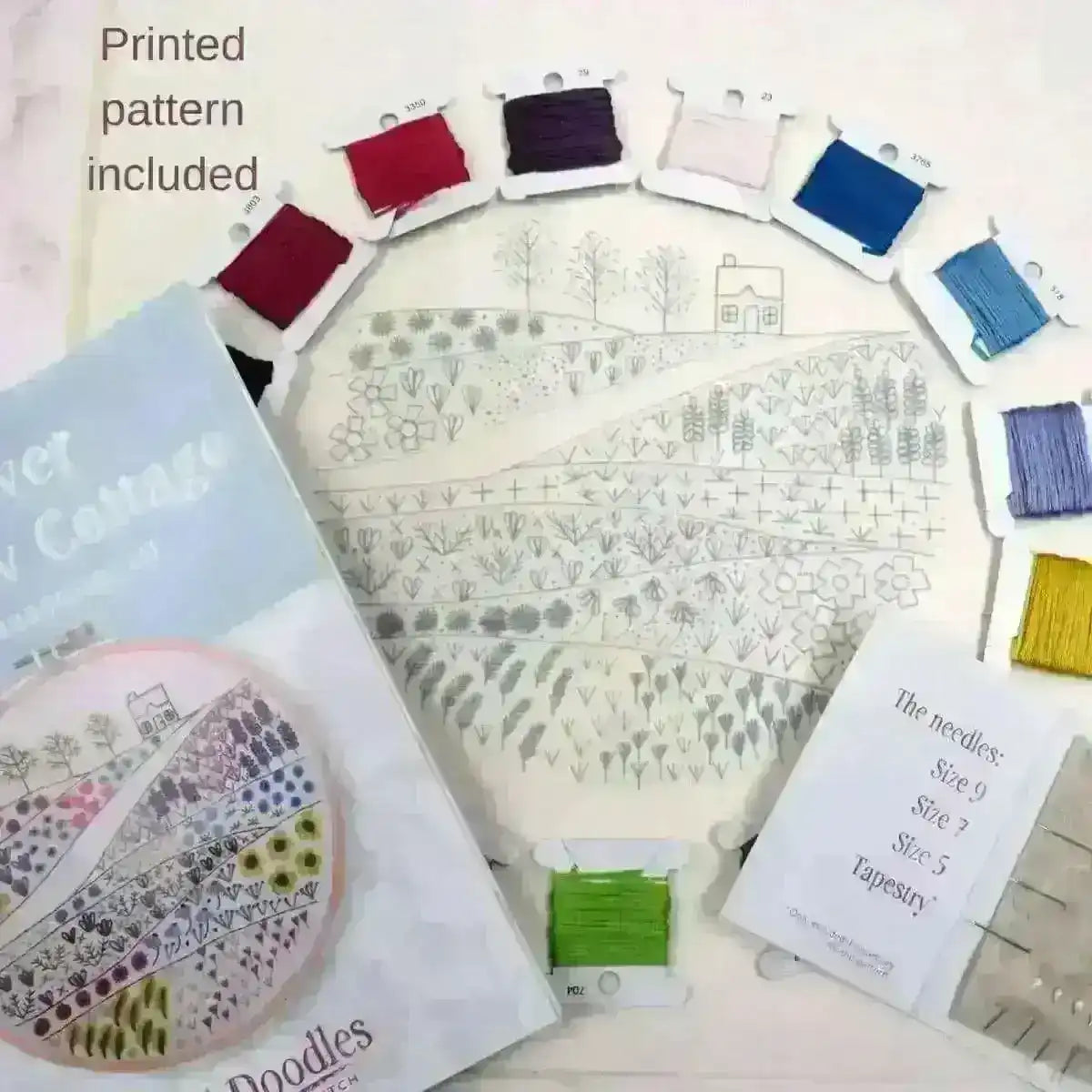 Flower Meadow Cottage Hand Embroidery Kit , Embroidery Kit , StitchDoodles , beginner embroidery, Embroidery, embroidery hoop kit, Embroidery Kit, embroidery kits for adults, embroidery kits for beginners, flower embroidery, hand embroidery, hand embroidery fabric, hand embroidery hoop, hand embroidery kit, hand embroidery pattern, hand embroidery thread, hand stitching, modern embroidery kits, nurge embroidery hoop, unique embroidery kits, wildlife embroidery , StitchDoodles , shop.stitchdoodles.com