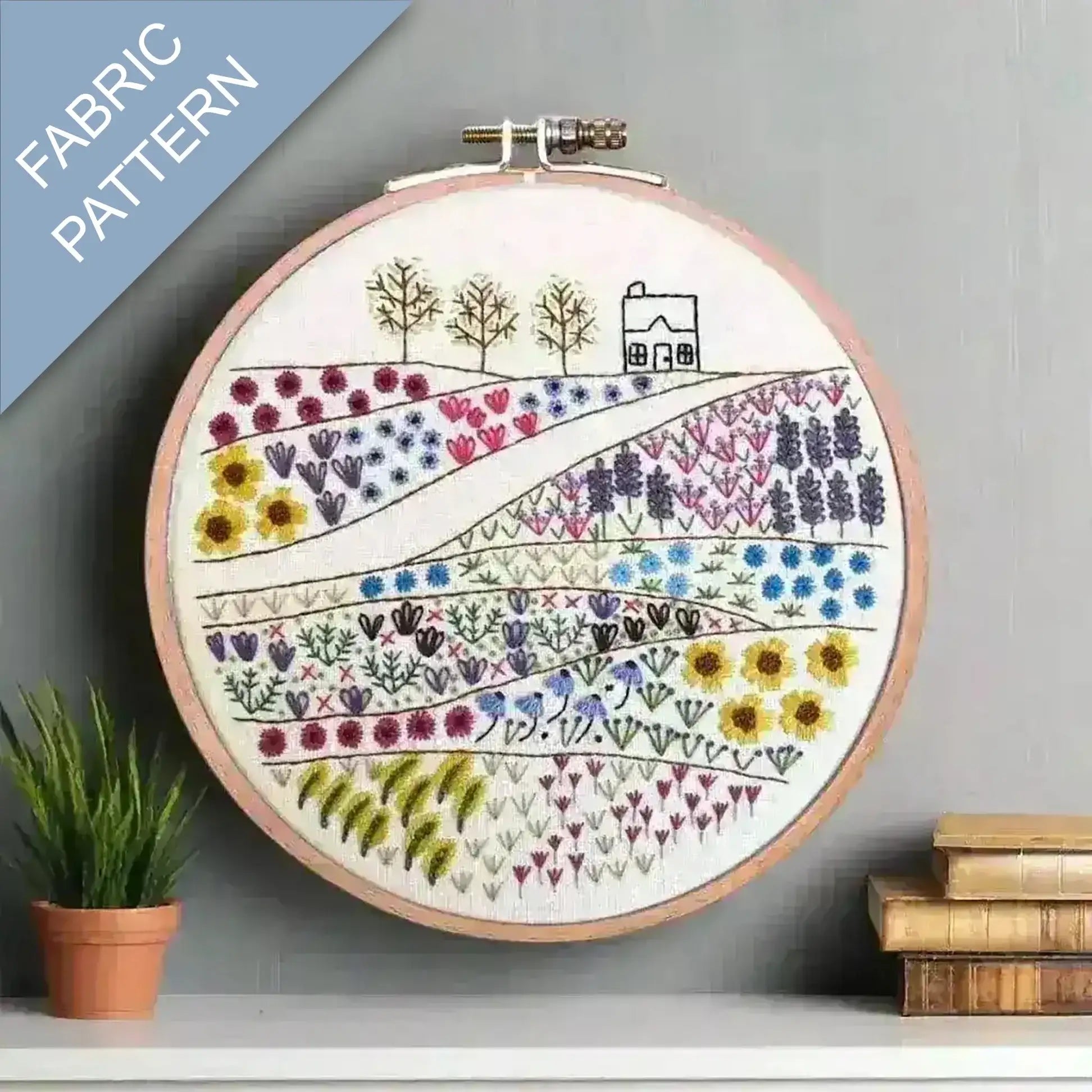 flower meadow embroidery pattern