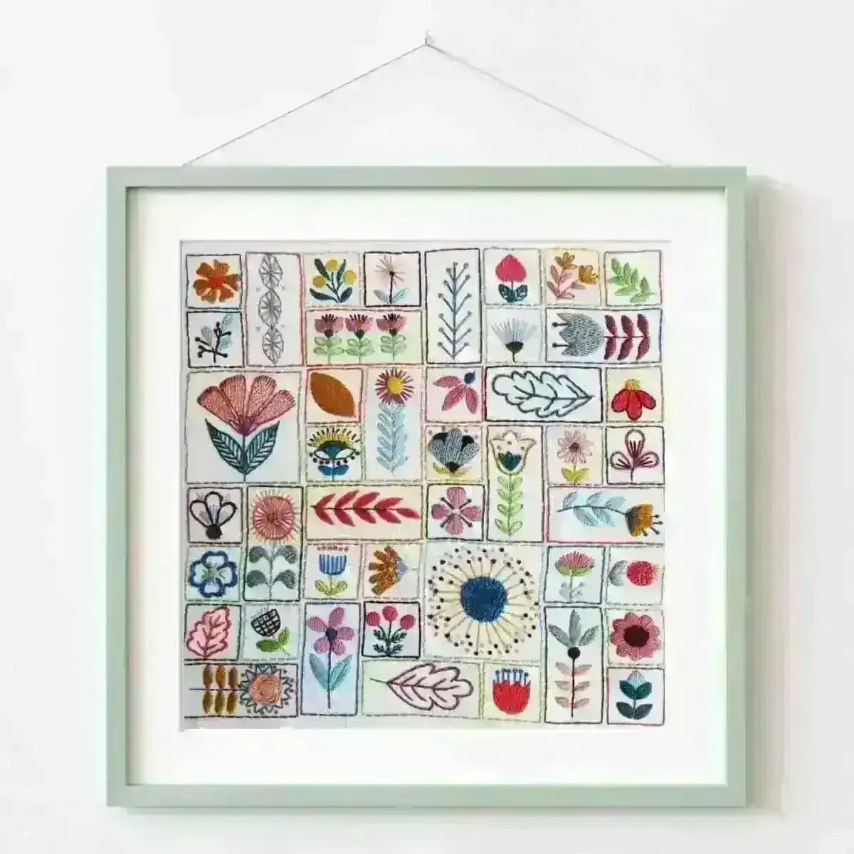 Flowery Folk, Pre Printed Embroidery Fabric Panel PLUS PDF Pattern , Pre Printed Fabric Pattern , StitchDoodles , embroidery hoop kit, embroidery kits for adults, embroidery kits for beginners, flower embroidery, hand embroidery, hand embroidery fabric, modern embroidery kits, PDF pattern, unique embroidery kits , StitchDoodles , shop.stitchdoodles.com