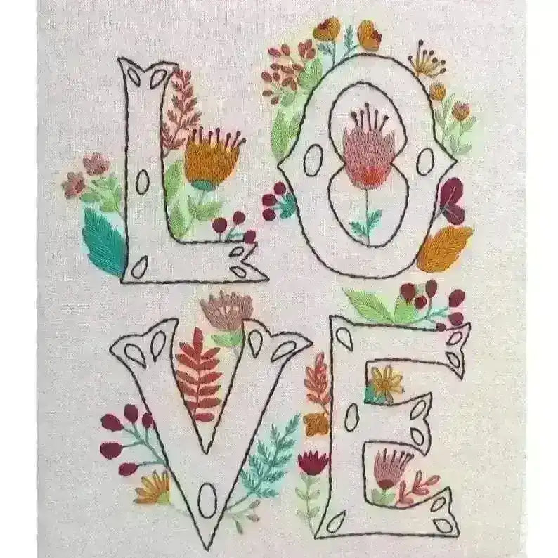 Folk Floral 'LOVE' PDF Pattern , PDF Download , StitchDoodles , embroidery hoop kit, embroidery kits for adults, embroidery kits for beginners, hand embroidery, modern embroidery kits, PDF pattern, unique embroidery kits , StitchDoodles , shop.stitchdoodles.com