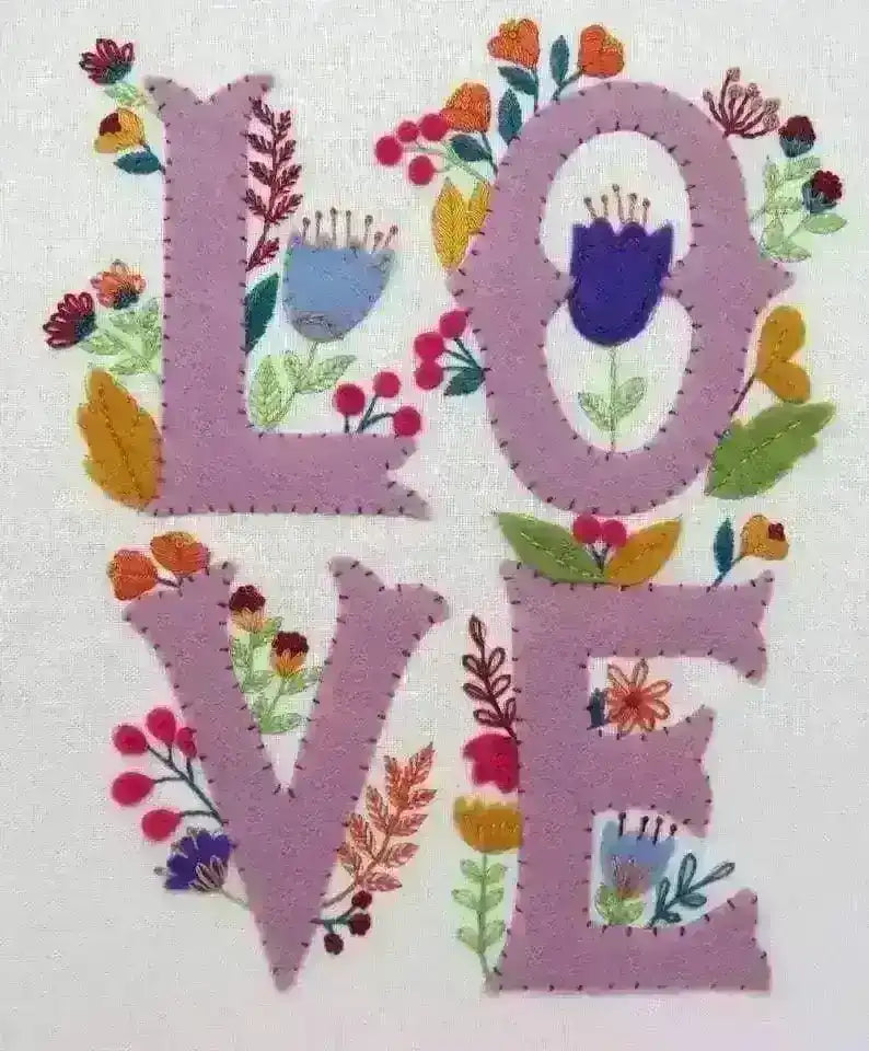 Folk Floral 'LOVE' PDF Pattern , PDF Download , StitchDoodles , embroidery hoop kit, embroidery kits for adults, embroidery kits for beginners, hand embroidery, modern embroidery kits, PDF pattern, unique embroidery kits , StitchDoodles , shop.stitchdoodles.com
