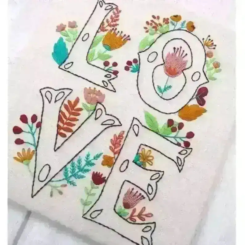 Folk Floral 'LOVE' PDF Pattern , PDF Download , StitchDoodles , embroidery hoop kit, embroidery kits for adults, embroidery kits for beginners, hand embroidery, modern embroidery kits, PDF pattern, unique embroidery kits , StitchDoodles , shop.stitchdoodles.com