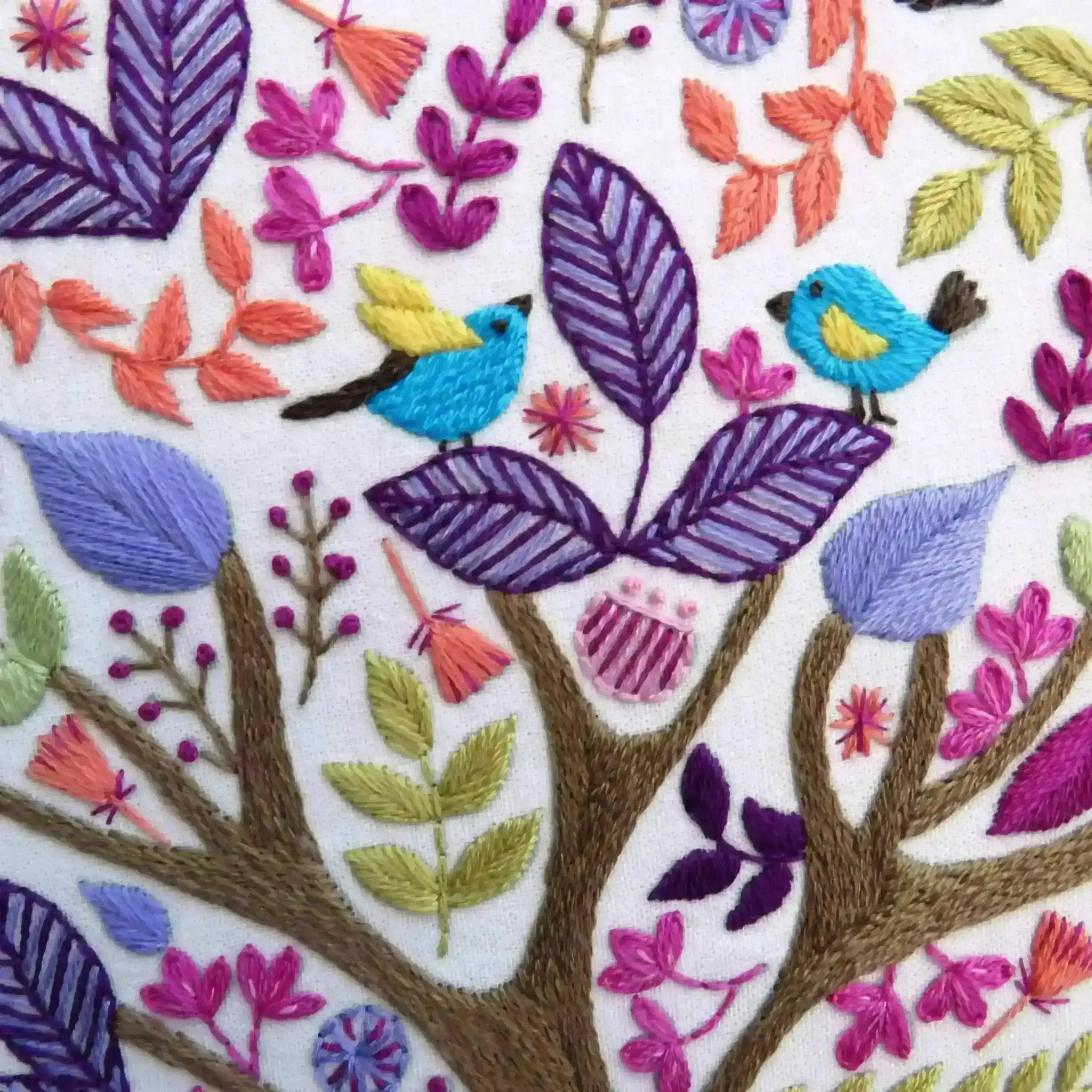 Folk Tree Stitchery, Hand Embroidery Pattern , PDF Download , StitchDoodles , embroidery hoop kit, embroidery kits for adults, embroidery kits for beginners, flower embroidery, hand embroidery, modern embroidery kits, PDF pattern, unique embroidery kits, wildlife embroidery , StitchDoodles , shop.stitchdoodles.com