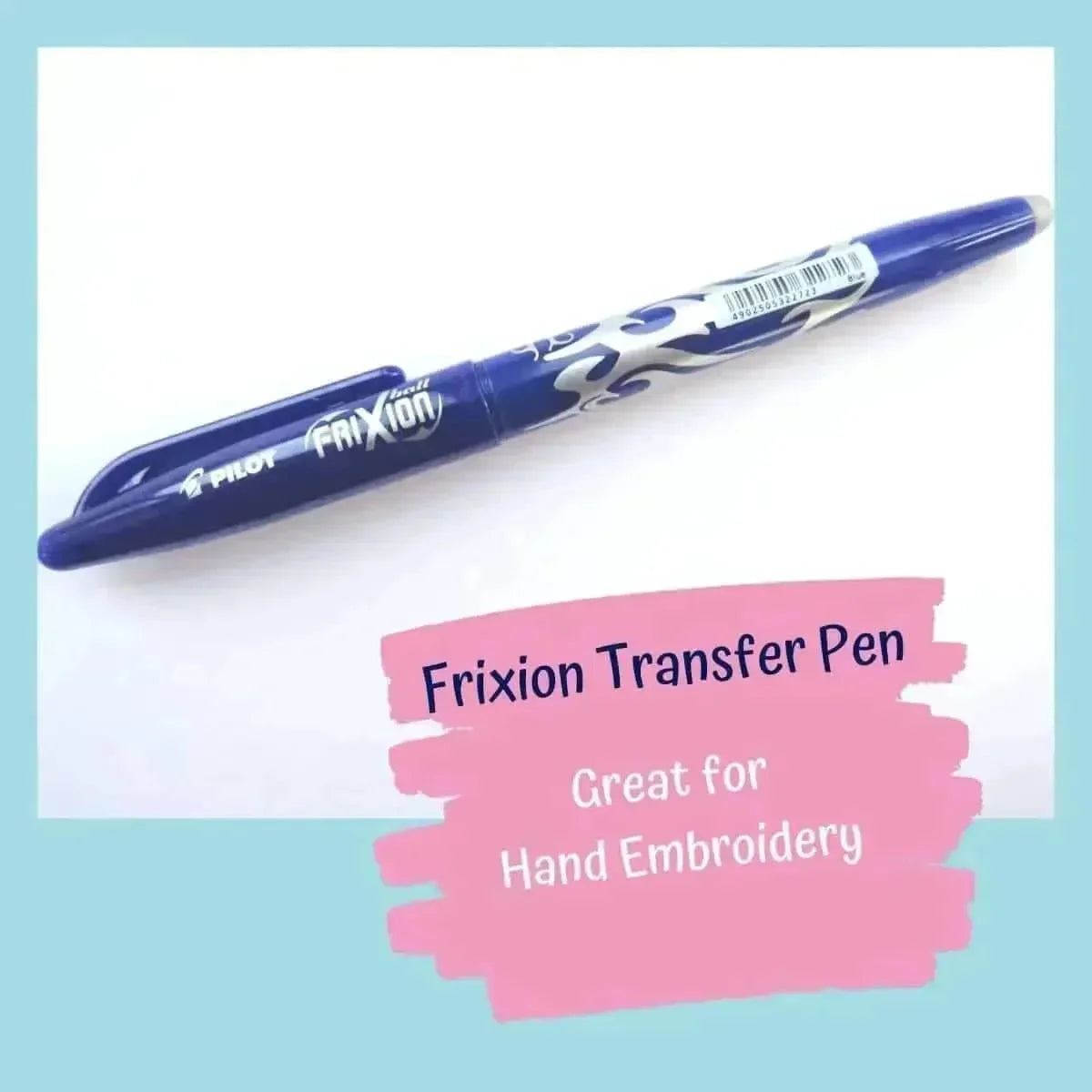 Frixion Pen, Hand Embroidery Transfer Pen , Embroidery Supplies , Pilot , embroidery hoop kit, embroidery kits for adults, embroidery kits for beginners, erasable transfer pen, frixion erasable pen, hand embroidery, modern embroidery kits, pen for embroidery, transfer pen, unique embroidery kits , StitchDoodles , shop.stitchdoodles.com